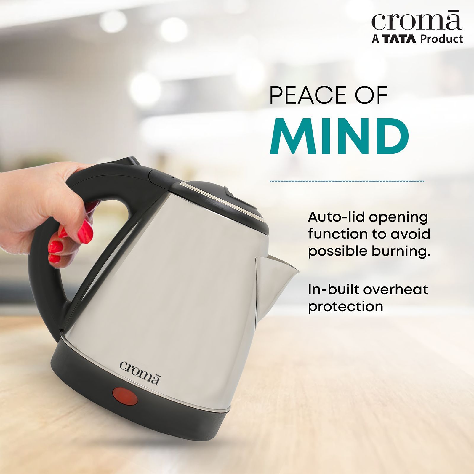 Croma 1500 Watt 1.2 Litre Electric Kettle with Auto Shut Off (Silver)_8