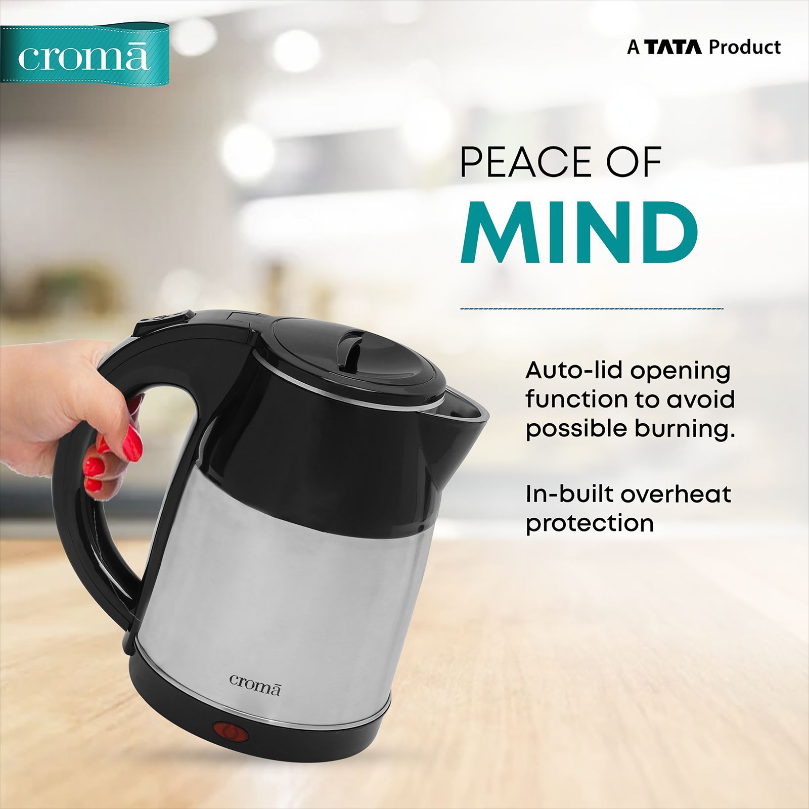 Croma 1500 Watt 1.8 Litre Electric Kettle with Overheat Protection (Silver) Croma 1500 Watt 1.8 Litre Electric Kettle with Overheat Protection (Silver)_8