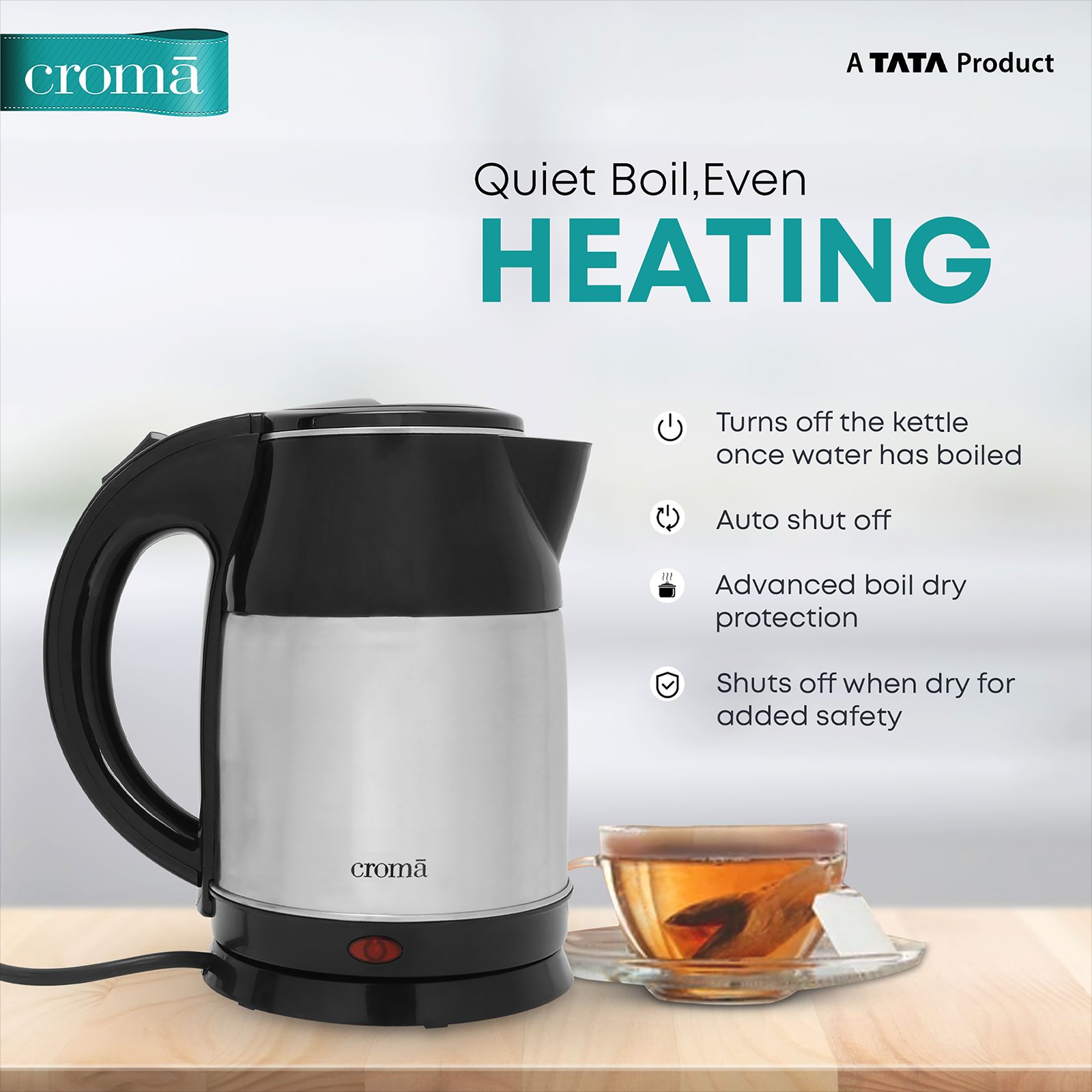 Croma 1500 Watt 1.8 Litre Electric Kettle with Overheat Protection (Silver) Croma 1500 Watt 1.8 Litre Electric Kettle with Overheat Protection (Silver)_10