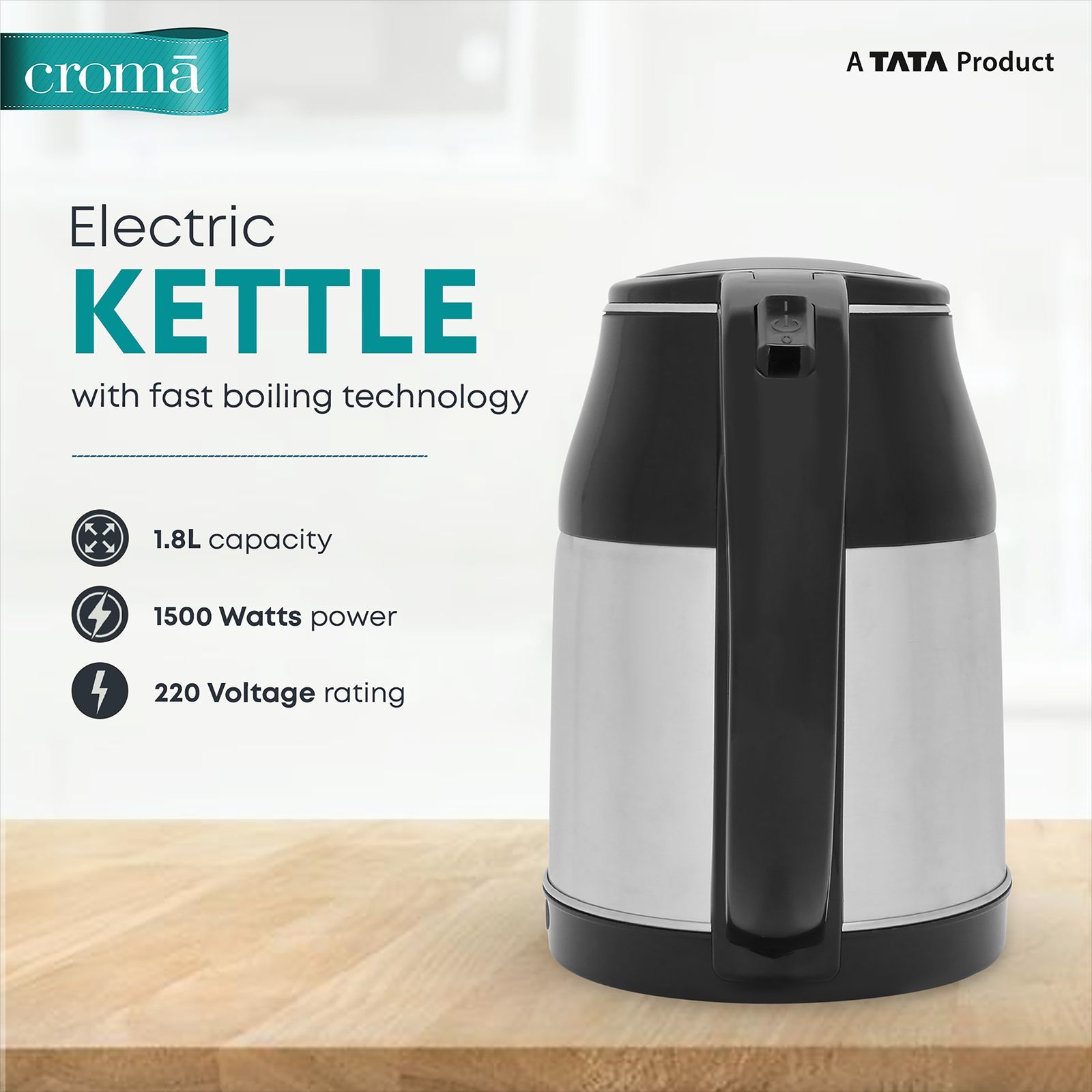 Croma 1500 Watt 1.8 Litre Electric Kettle with Overheat Protection (Silver) Croma 1500 Watt 1.8 Litre Electric Kettle with Overheat Protection (Silver)_12