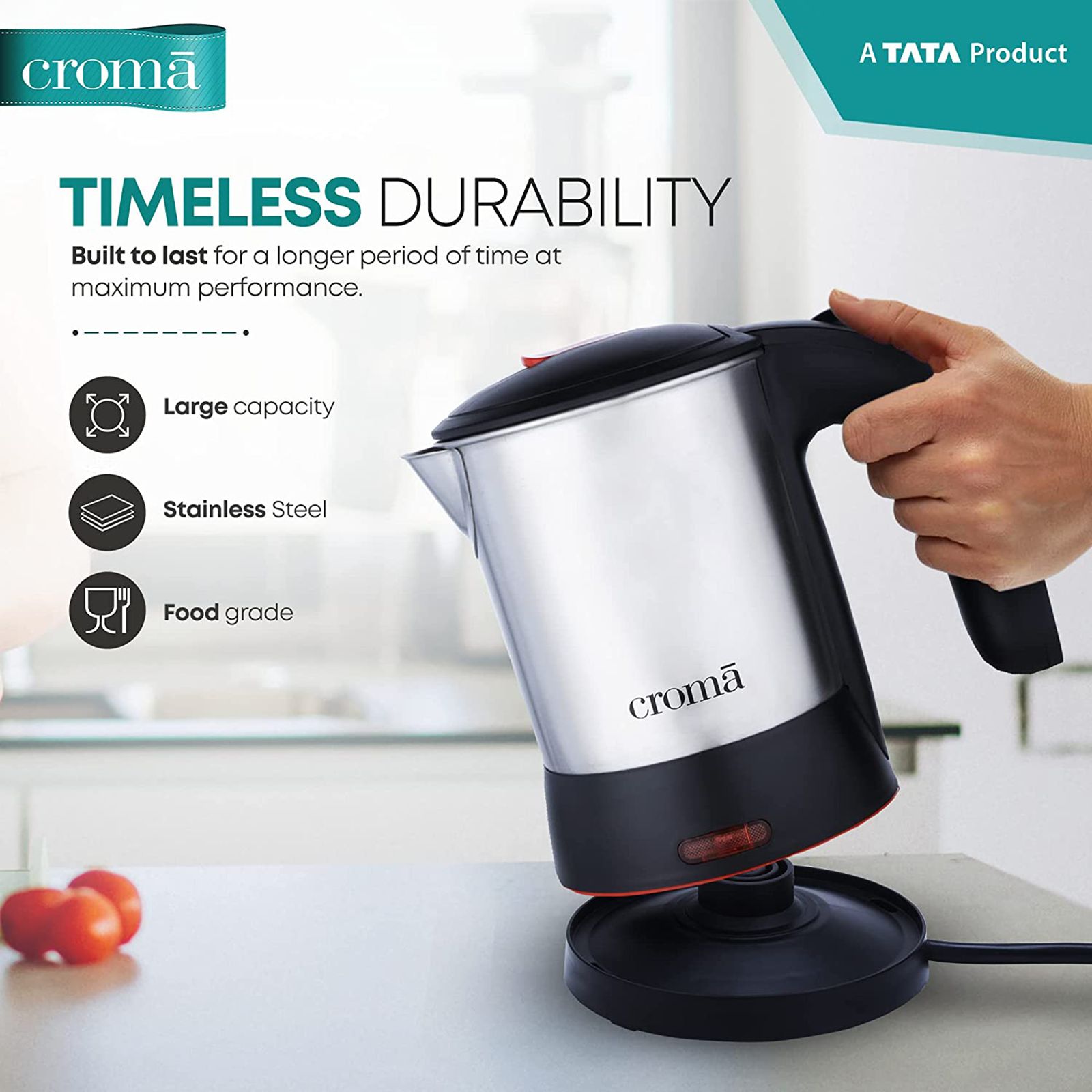 Croma 950 Watt 0.5 Litre Electric Kettle with Auto Shut Off (Black)_6