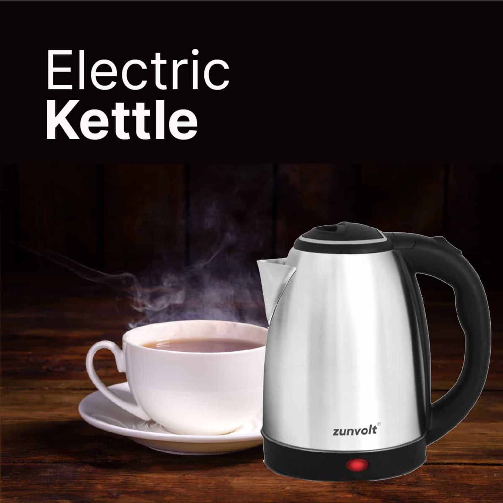 zunvolt 1500 Watt 2 Litre Electric Kettle with Cordless Pouring (Silver)_12