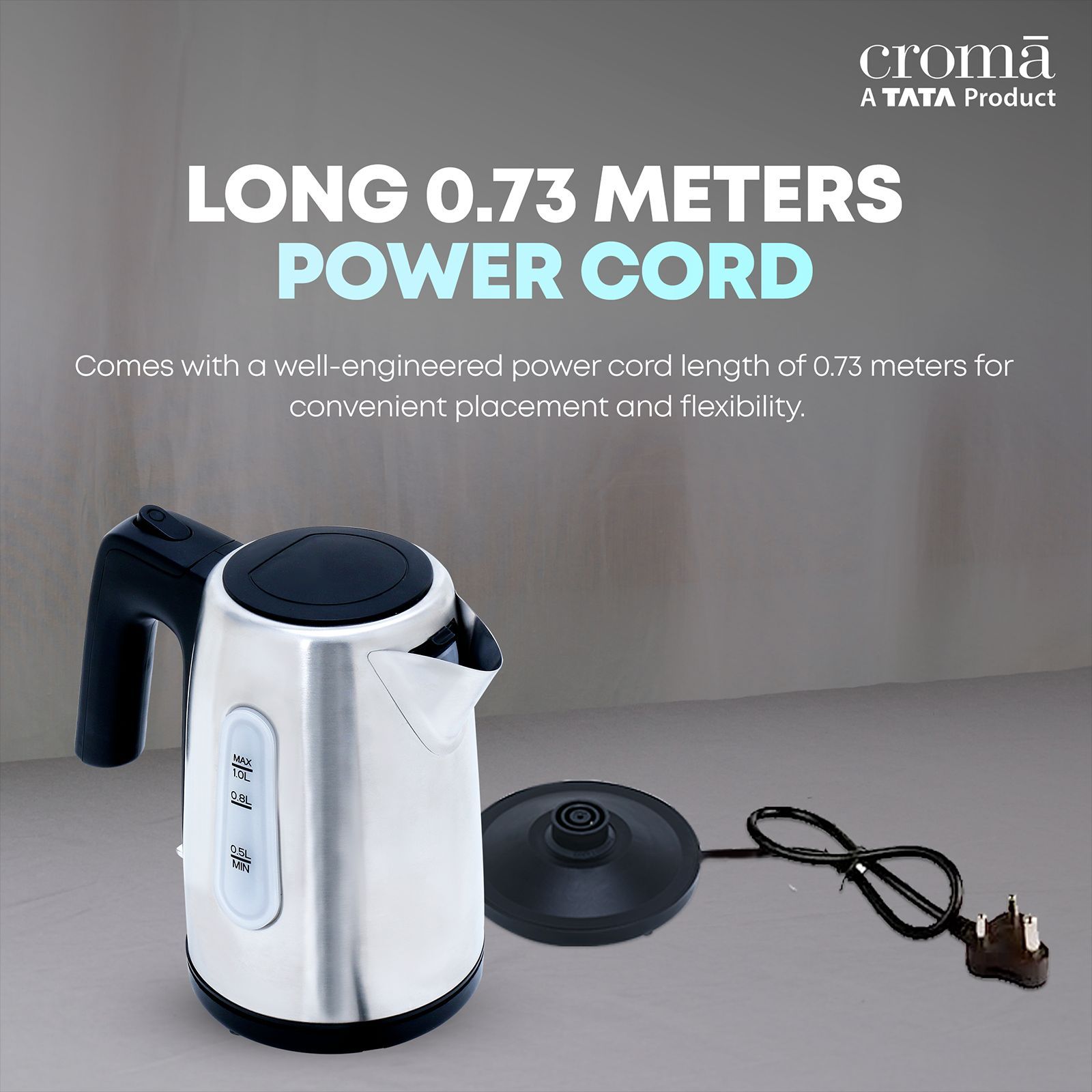 Croma 1200 Watt 1 Litre Electric Kettle with Auto Shut Off (Black)_11