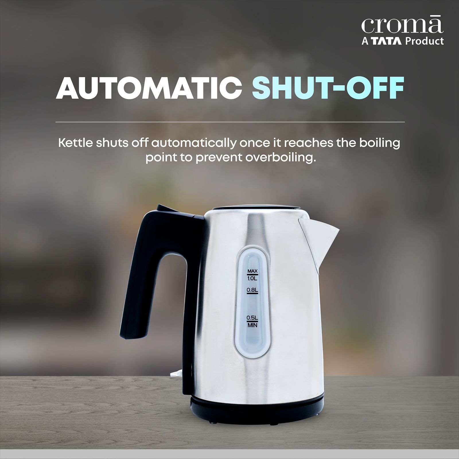 Croma 1200 Watt 1 Litre Electric Kettle with Auto Shut Off (Black)_13