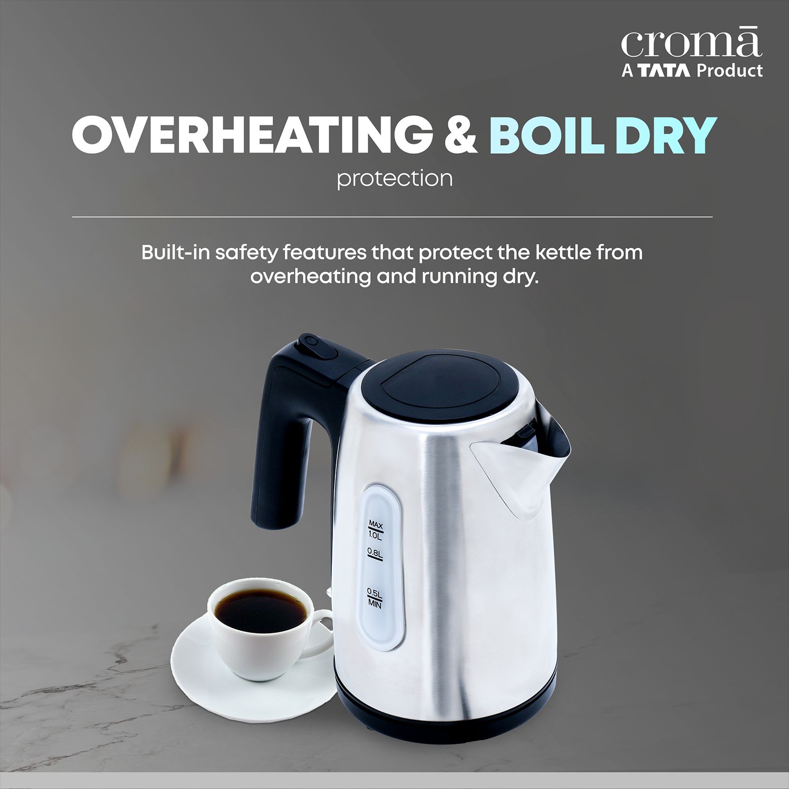 Croma 1200 Watt 1 Litre Electric Kettle with Auto Shut Off (Black)_14