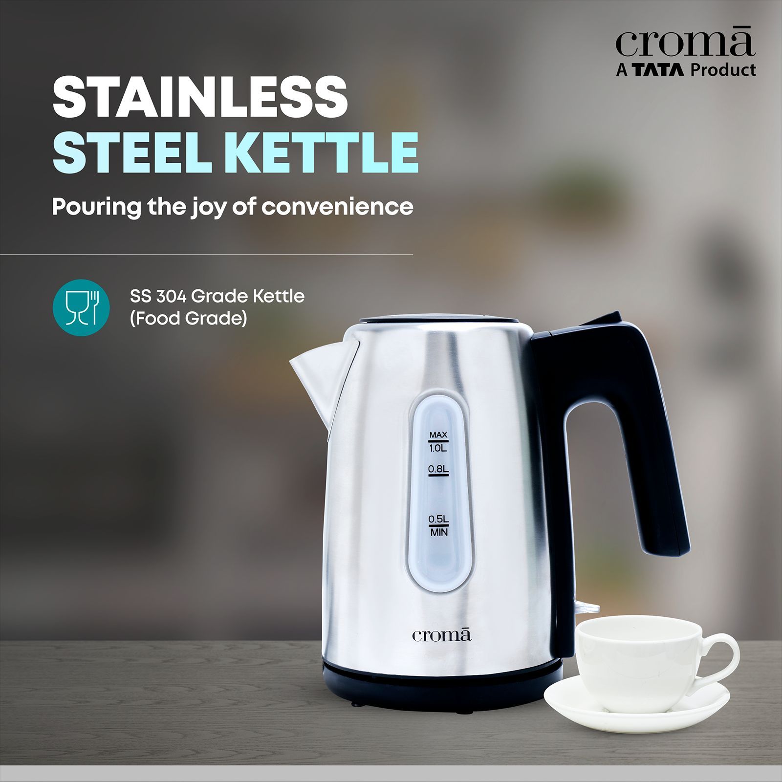 Croma 1200 Watt 1 Litre Electric Kettle with Auto Shut Off (Black)_15