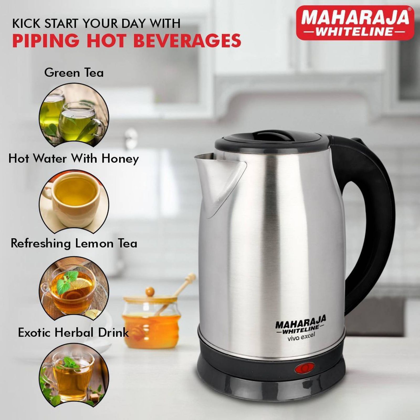 MAHARAJA WHITELINE Viva Excel 1500 Watt 1.8 Litre Electric Kettle with Auto Shut Off (Steel)_13