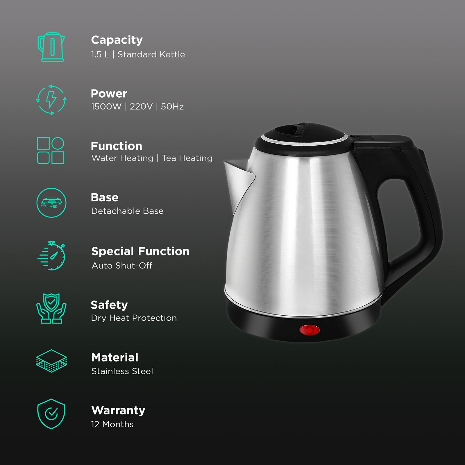 FABER FK 1500 Watt 1.5 Litre Electric Kettle with Auto Shut Off (Steel)_3
