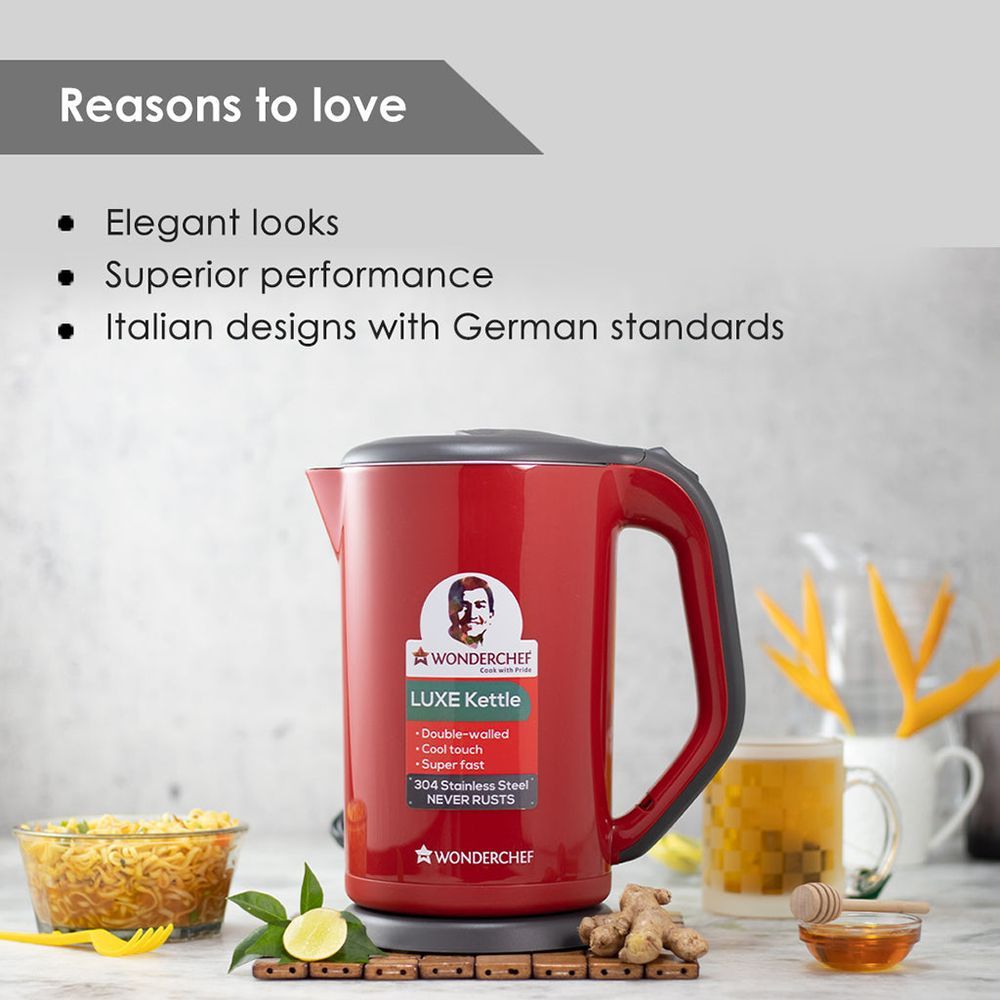 WONDERCHEF Crimson Edge 1800 Watt 1.7 Litre Electric Kettle with Reliable thermostat (Red)_8