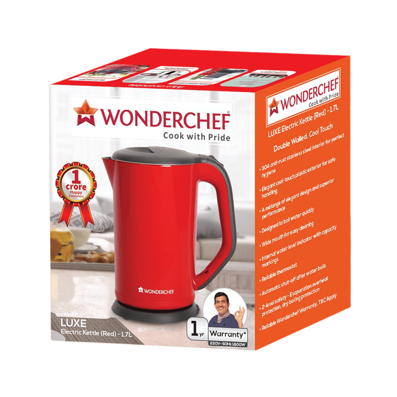 WONDERCHEF Crimson Edge 1800 Watt 1.7 Litre Electric Kettle with Reliable thermostat (Red)_16