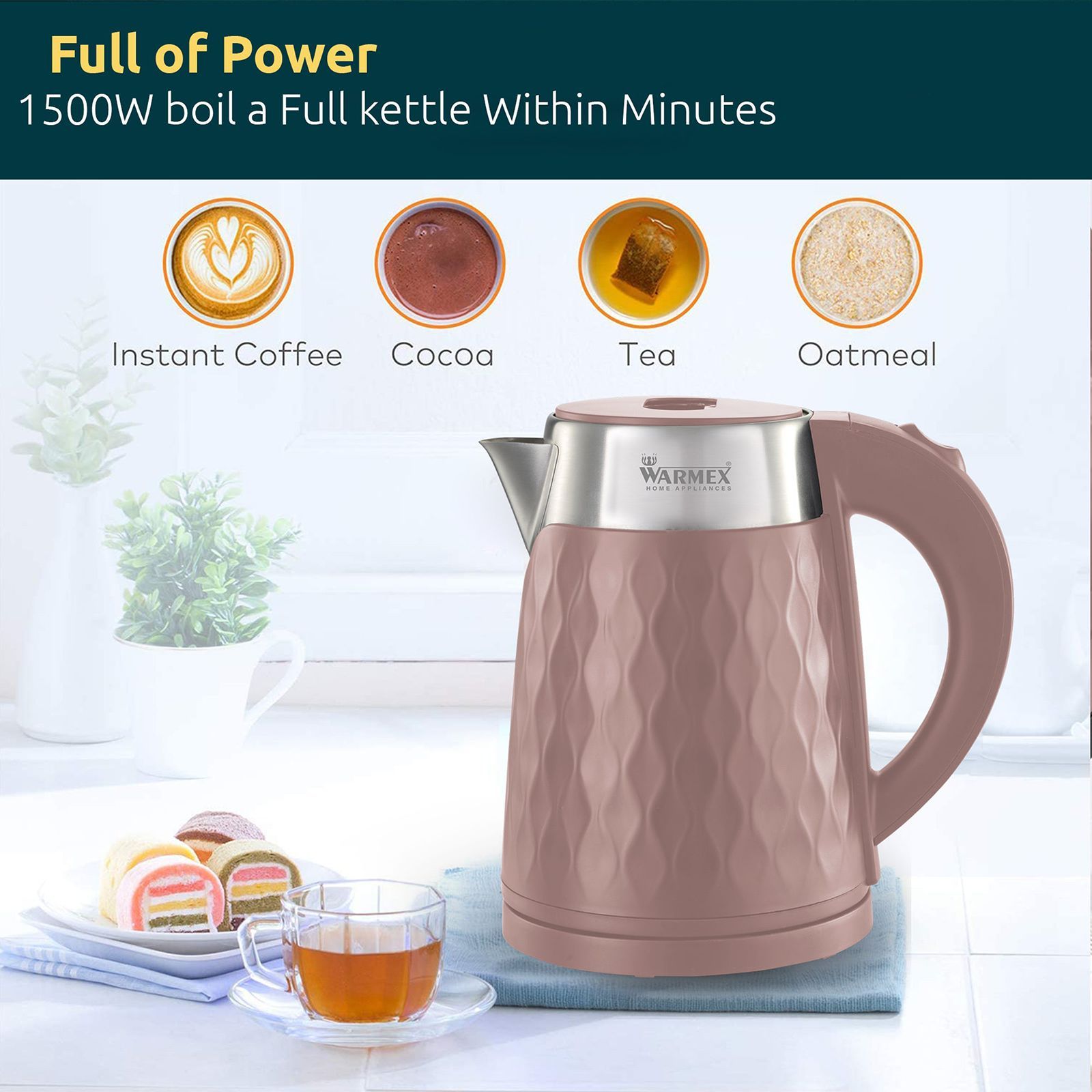 WARMEX Boil & Serve 09 1500 Watt 1.8 Litre Electric Kettle with Auto Shut Off (Cocoa Brown)_5