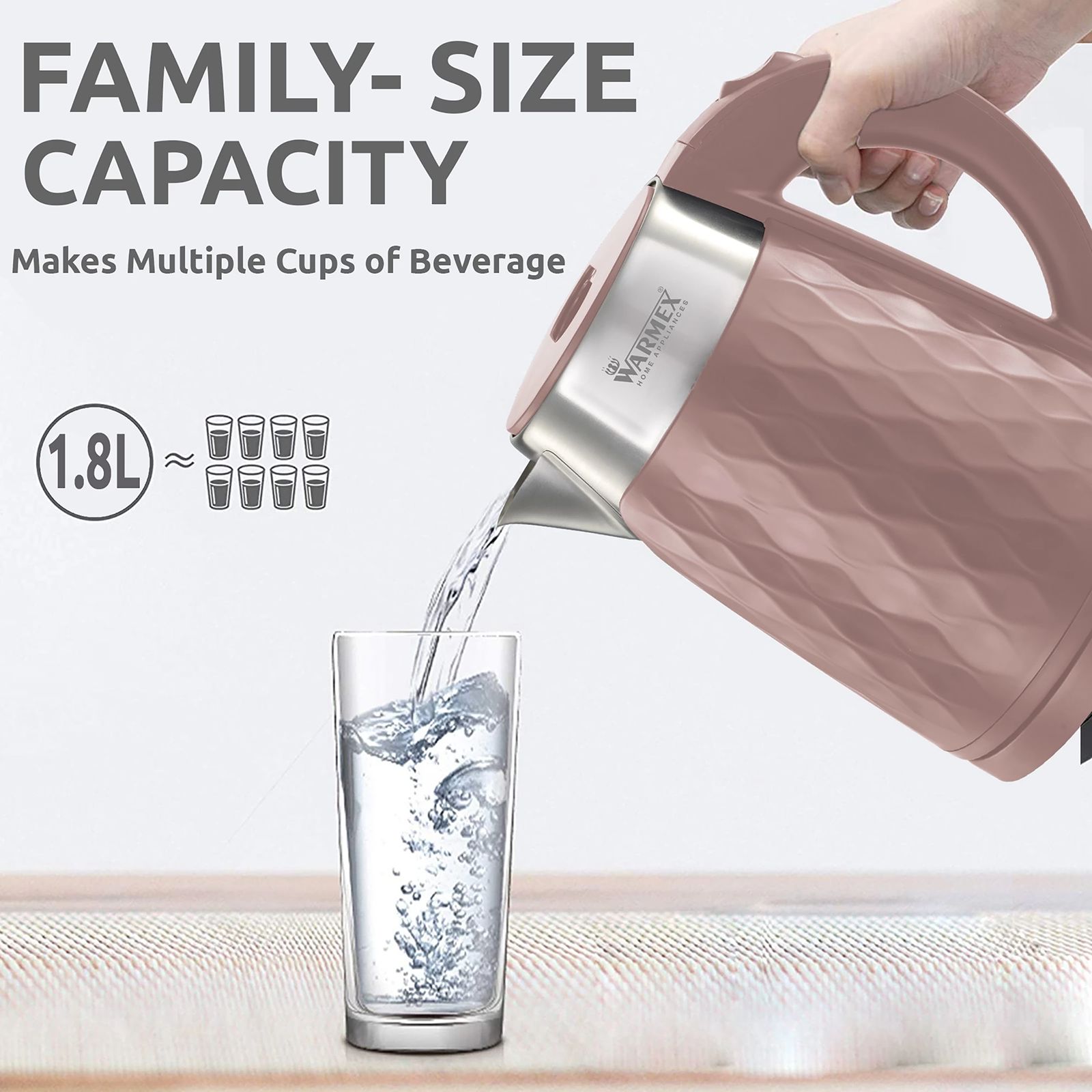 WARMEX Boil & Serve 09 1500 Watt 1.8 Litre Electric Kettle with Auto Shut Off (Cocoa Brown)_6