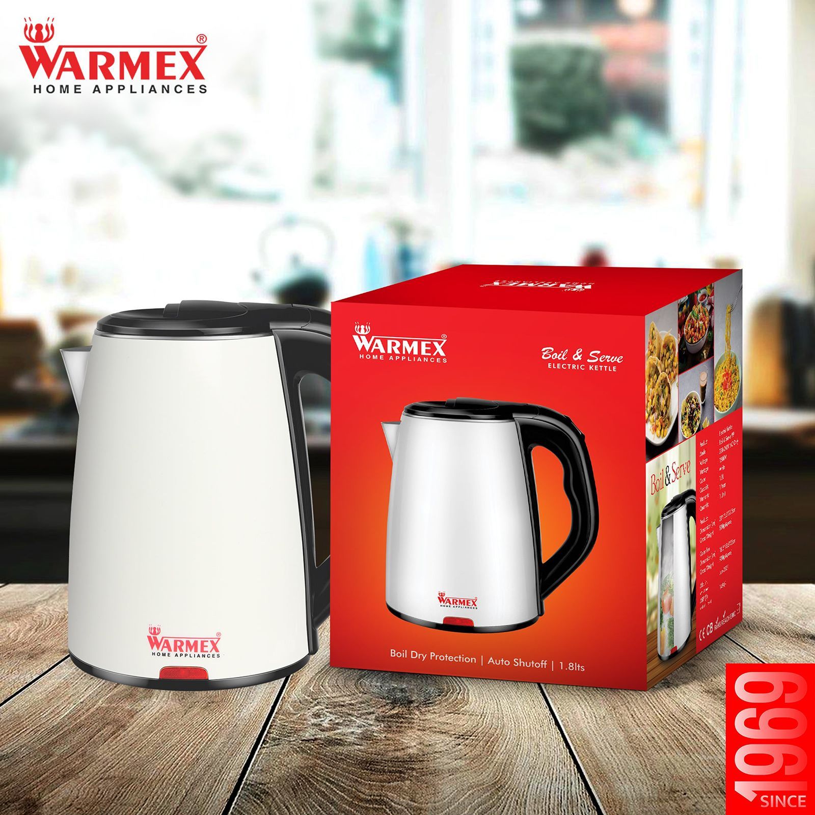 WARMEX Boil & Serve 99 1500 Watt 1.8 Litre Electric Kettle with Auto Shut Off (White)_5