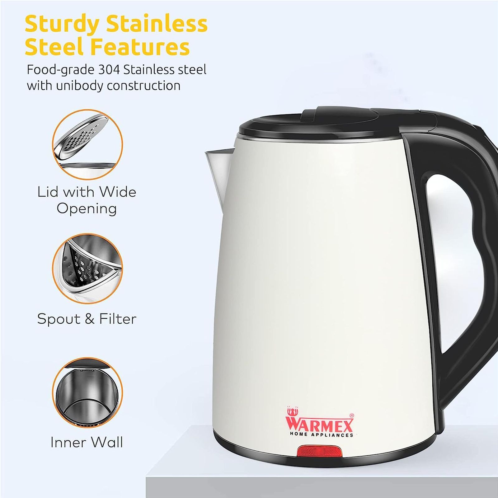 WARMEX Boil & Serve 99 1500 Watt 1.8 Litre Electric Kettle with Auto Shut Off (White)_6