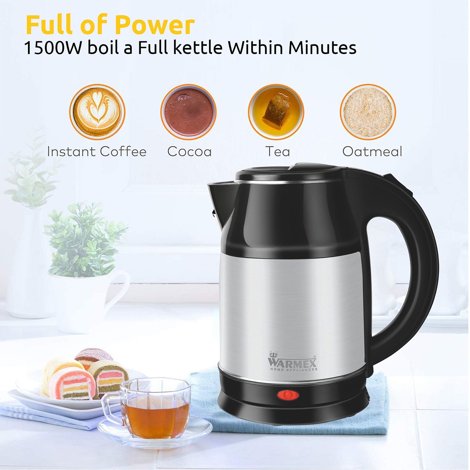 WARMEX Boil & Serve SS 1500 Watt 1.8 Litre Electric Kettle with Auto Shut Off (Black & Silver)_7