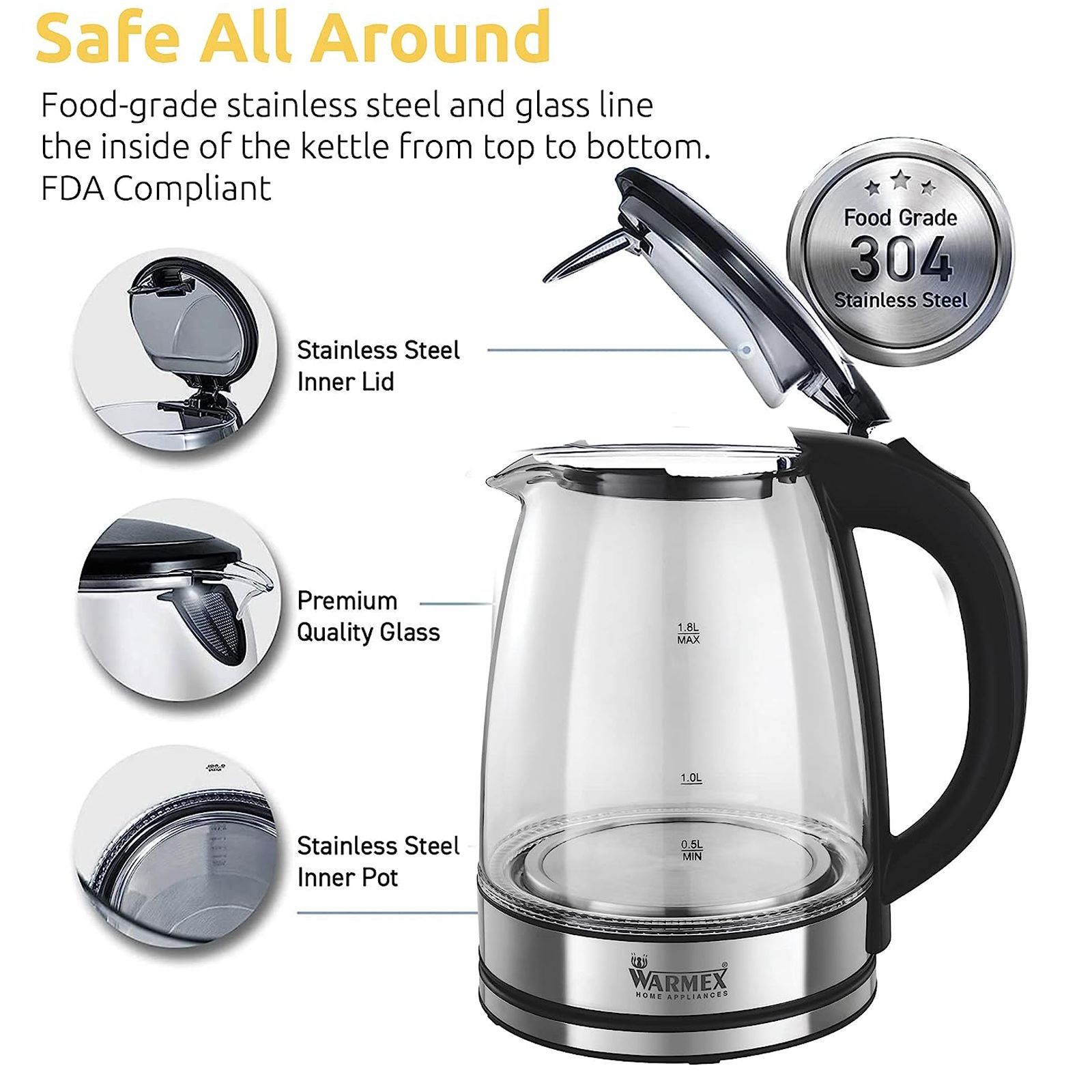 WARMEX 1500 Watt 1.8 Litre Electric Kettle with Auto Shut Off (Metallic)_13