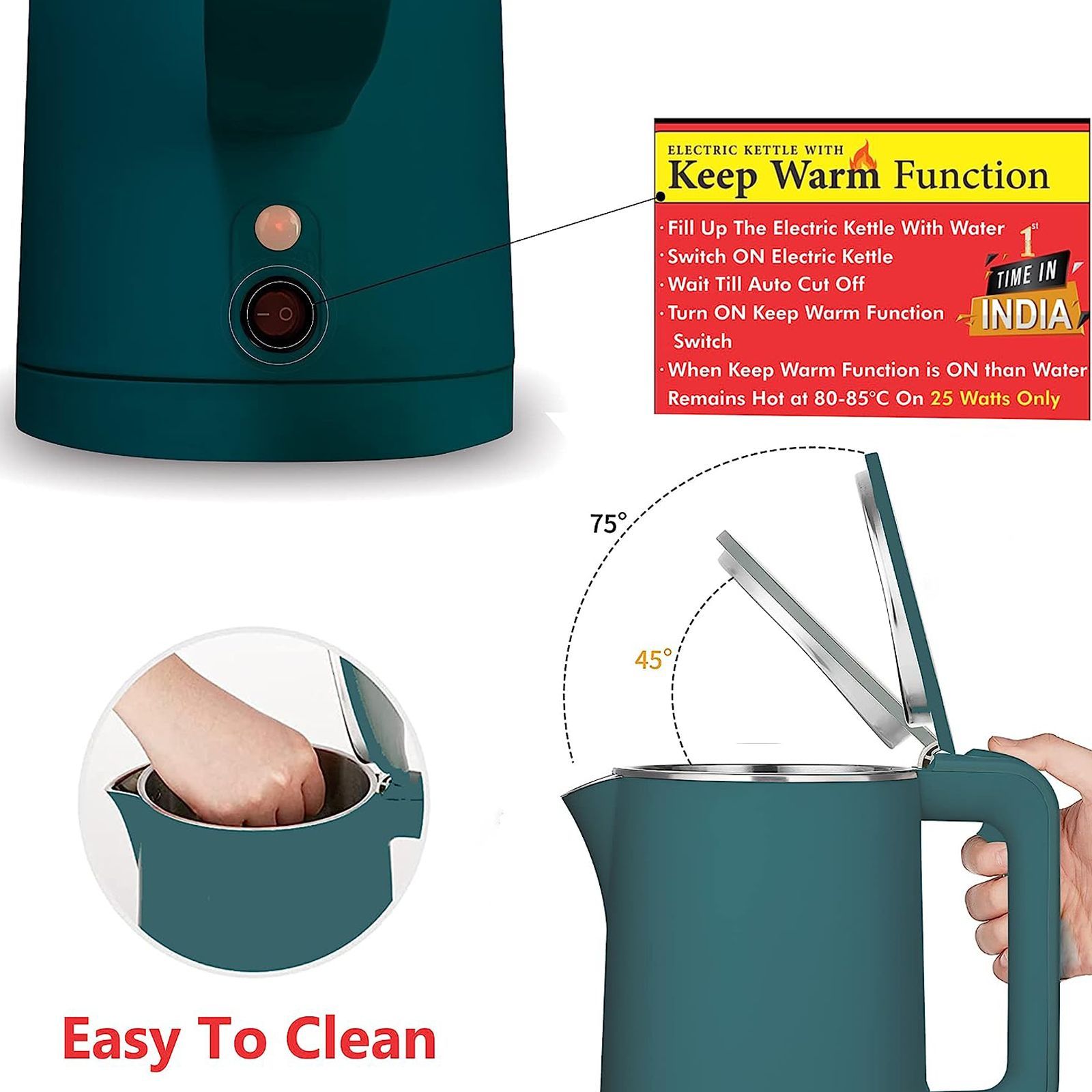 WARMEX KW-80 1500 Watt 1.8 Litre Electric Kettle with Keep Warm Function (Green)_6