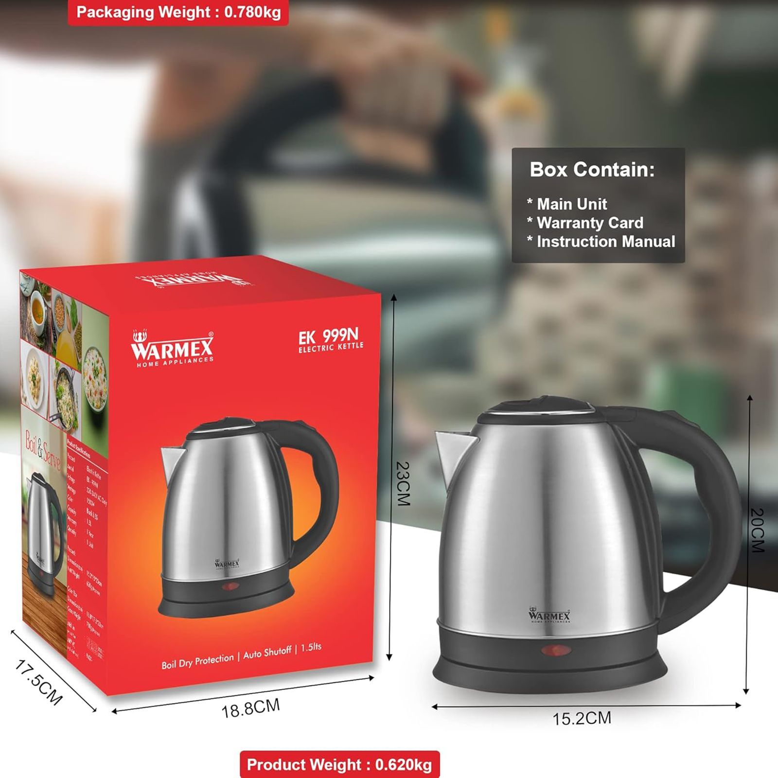 WARMEX EK-999 N 1500 Watt 1.5 Litre Electric Kettle with Fast Boiling (Black & Stainless Steel)_10