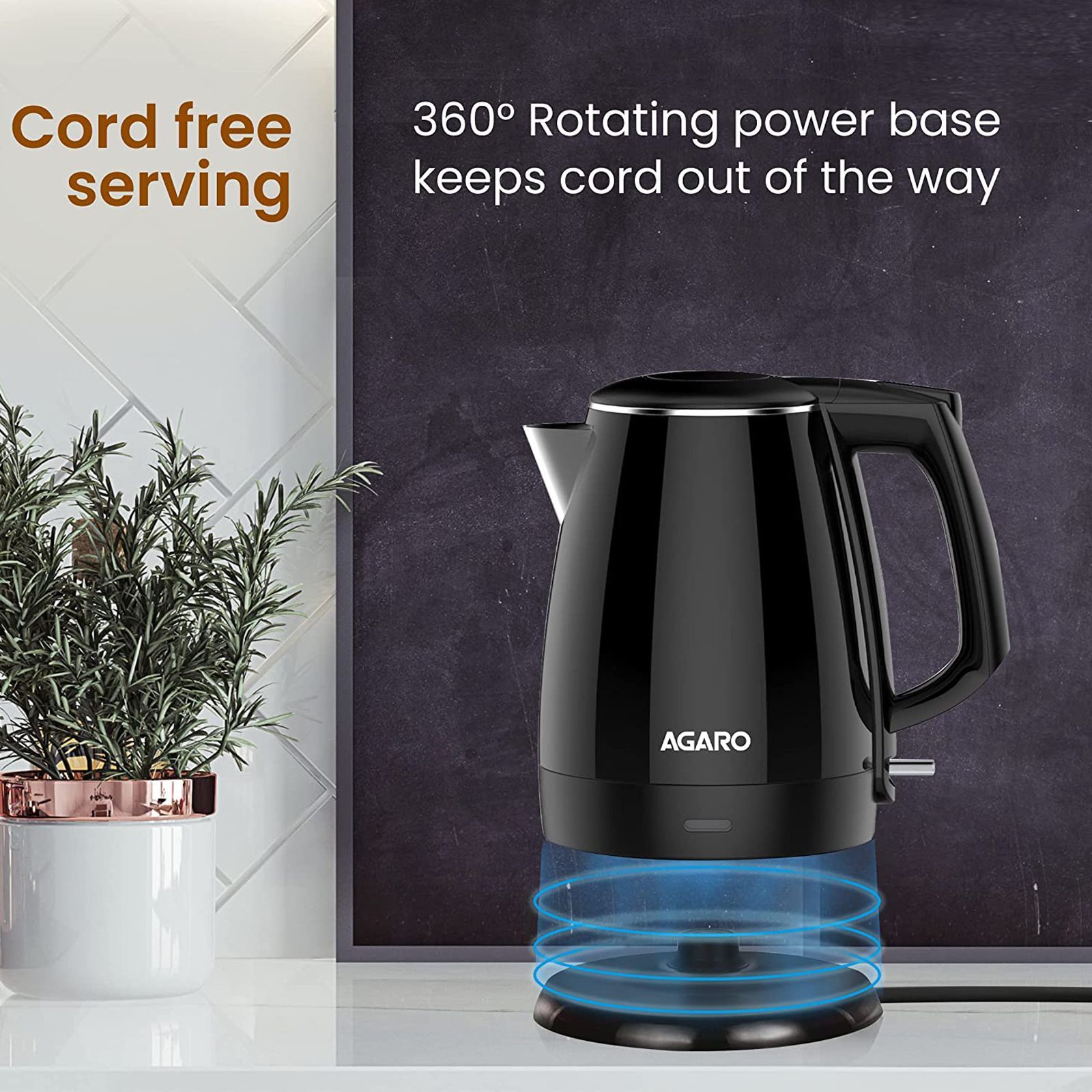 AGARO Royal 1500 Watt 1.5 Litre Electric Kettle with Auto Shut Off (Black)_7