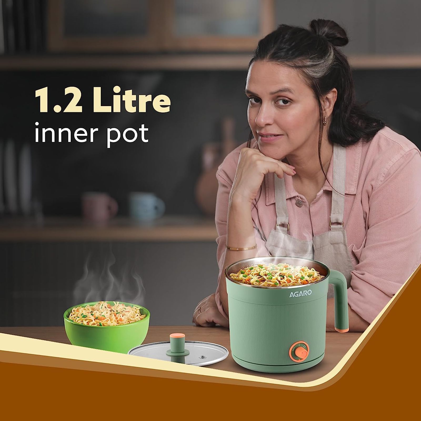 AGARO Regency 600 Watt 1.2 Litre Multi Cook Electric Kettle with Auto Shut Off (Green)_12