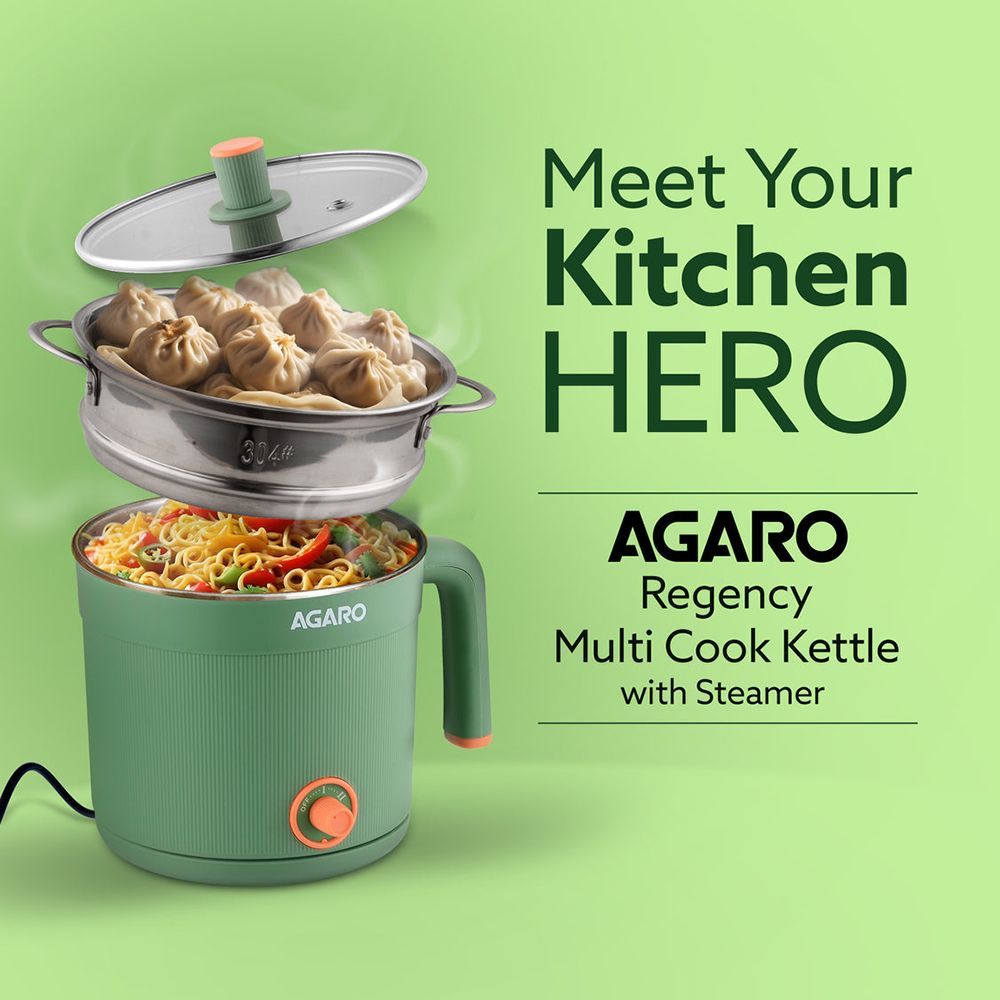 AGARO Regency 600 Watt 1.2 Litre Multi Cook Electric Kettle with Auto Shut Off (Green)_6