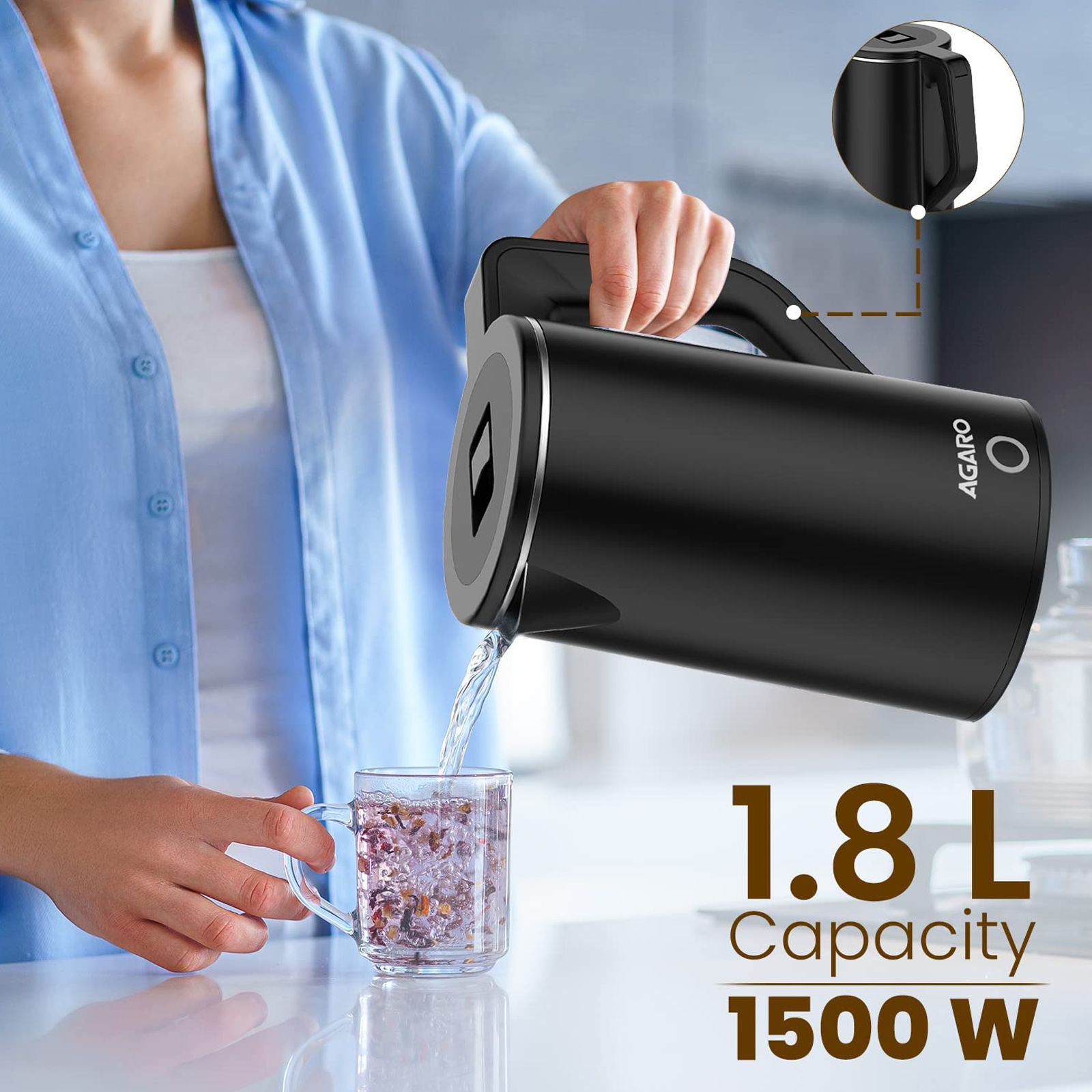 AGARO Elegant 1500 Watt 1.8 Litre Electric Kettle with Auto Shut Off (Black)_6