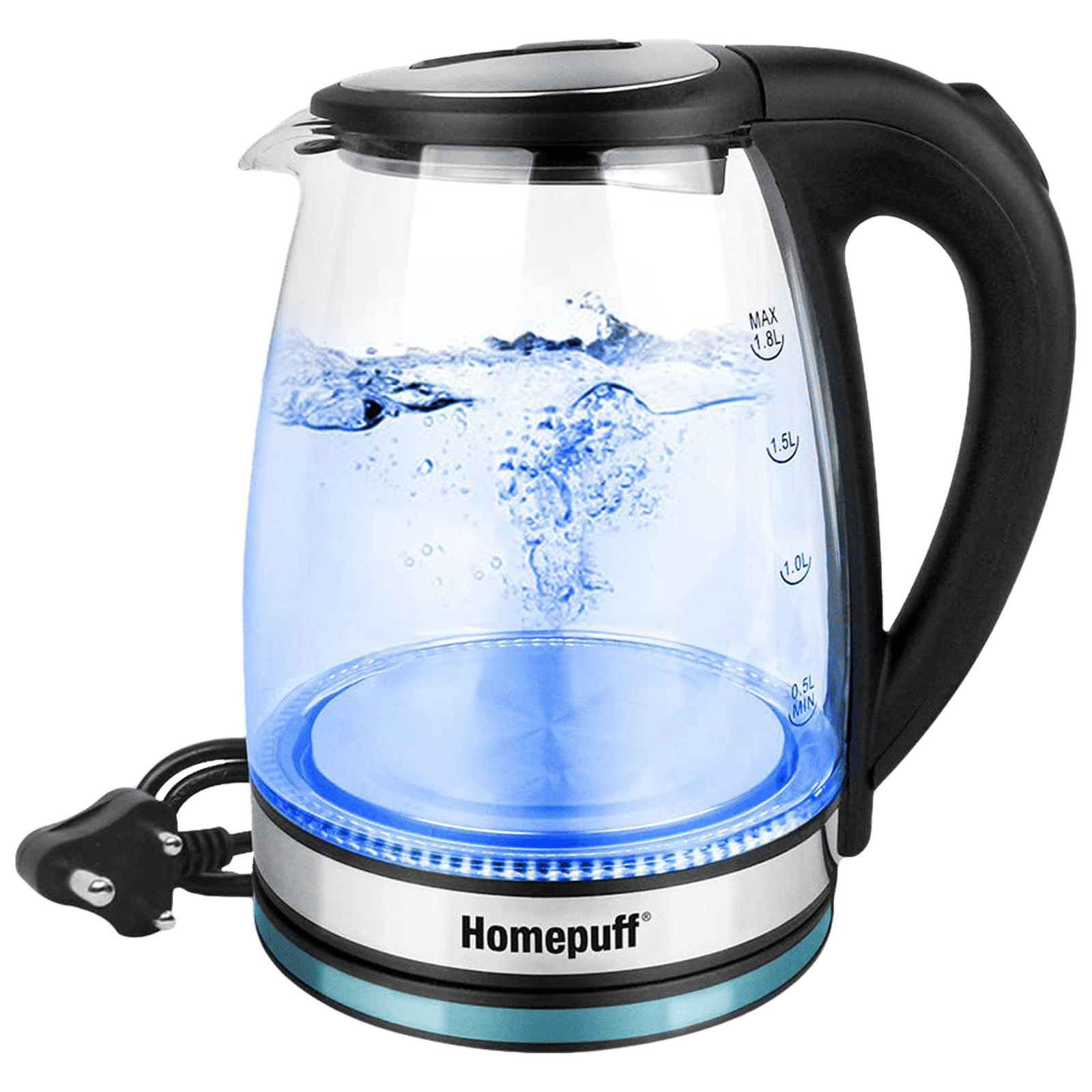 HomePuff H301 1500 Watt 1.8 Litre Electric Kettle with 360 Degree Rotation Base (Silver)_1