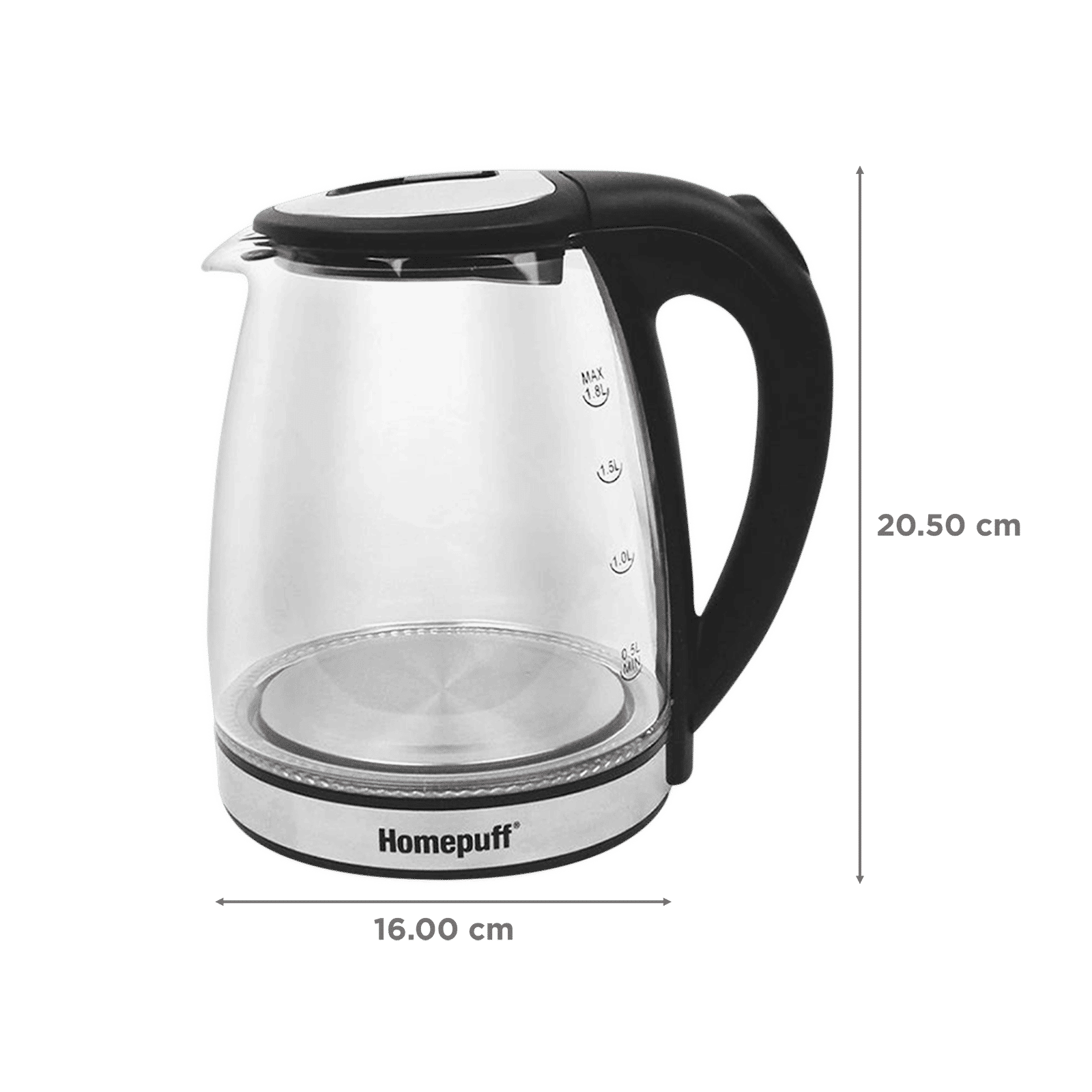 HomePuff H301 1500 Watt 1.8 Litre Electric Kettle with 360 Degree Rotation Base (Silver)_2
