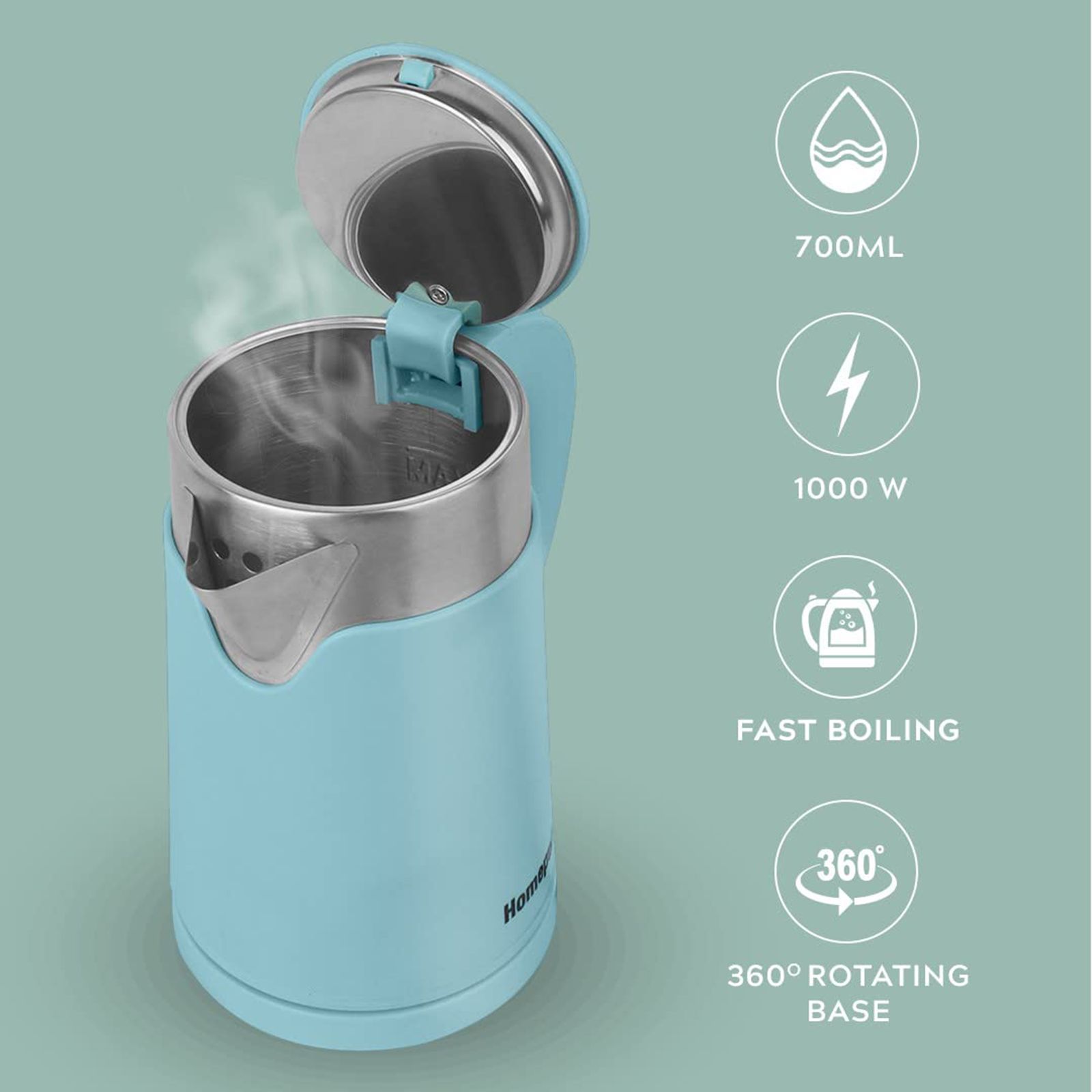 HomePuff H302 1000 Watt 0.7 Litre Electric Kettle with 360 Degree Rotation Base (Blue) HomePuff H302 1000 Watt 0.7 Litre Electric Kettle with 360 Degree Rotation Base (Blue)_5