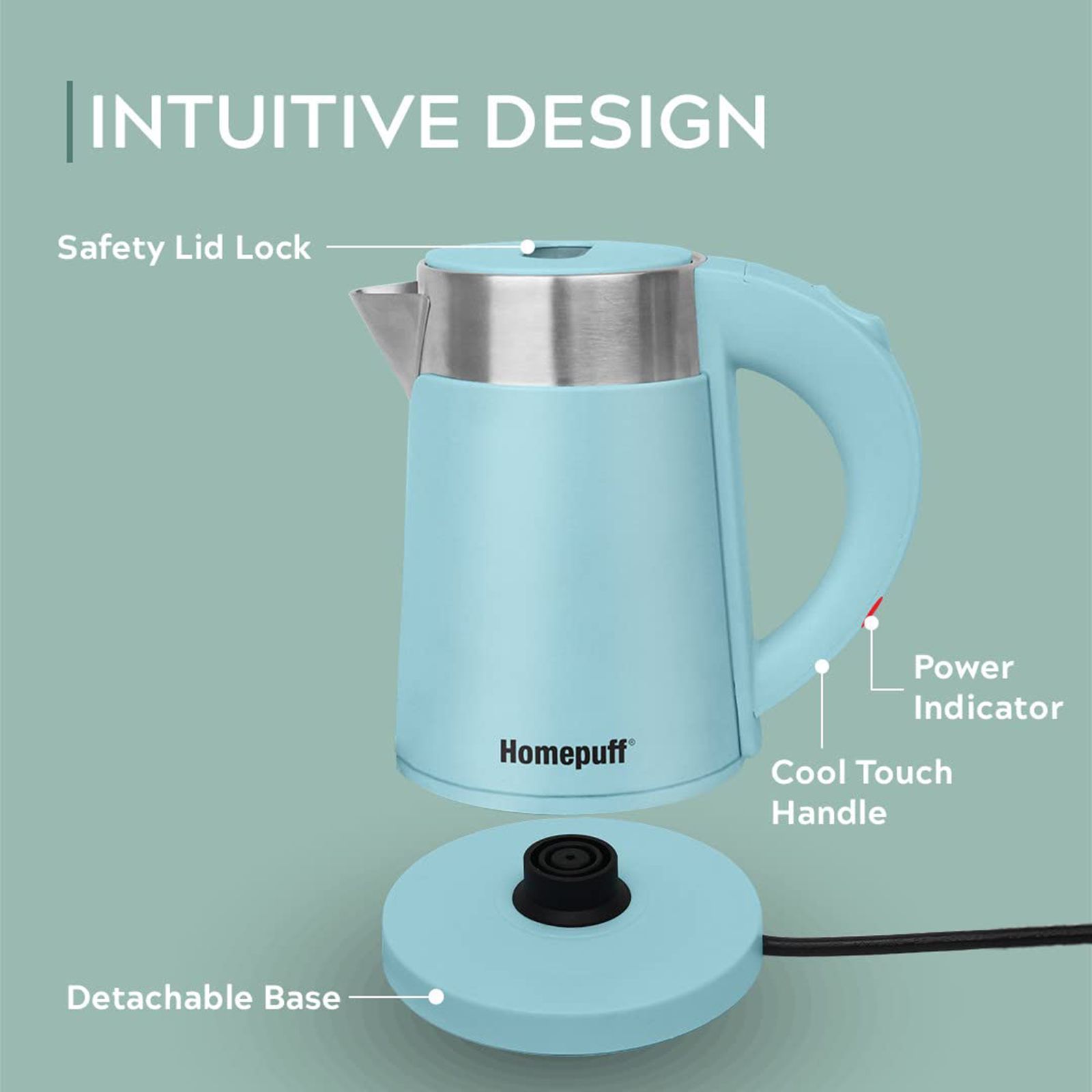 HomePuff H302 1000 Watt 0.7 Litre Electric Kettle with 360 Degree Rotation Base (Blue) HomePuff H302 1000 Watt 0.7 Litre Electric Kettle with 360 Degree Rotation Base (Blue)_9