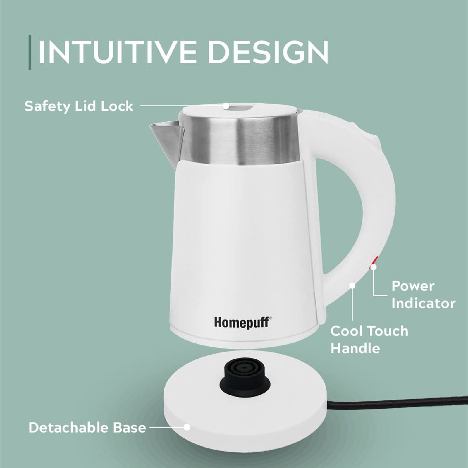 HomePuff 1000 Watt 0.7 Litre Electric Kettle with 360 Degree Rotation Base (White) HomePuff 1000 Watt 0.7 Litre Electric Kettle with 360 Degree Rotation Base (White)_7