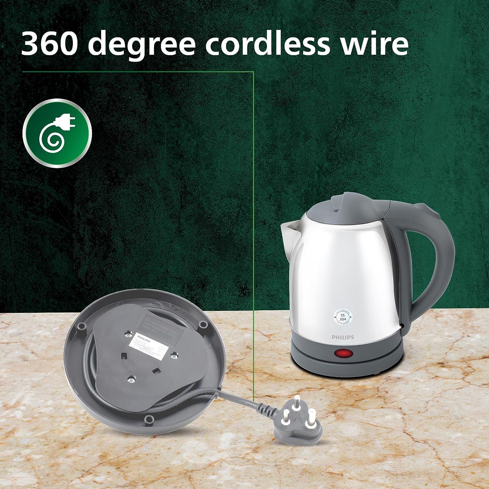 PHILIPS HD9363/02 1300 Watt 1.2 Litre Electric Kettle with Triple Safe Auto Cut Off (Grey)_5