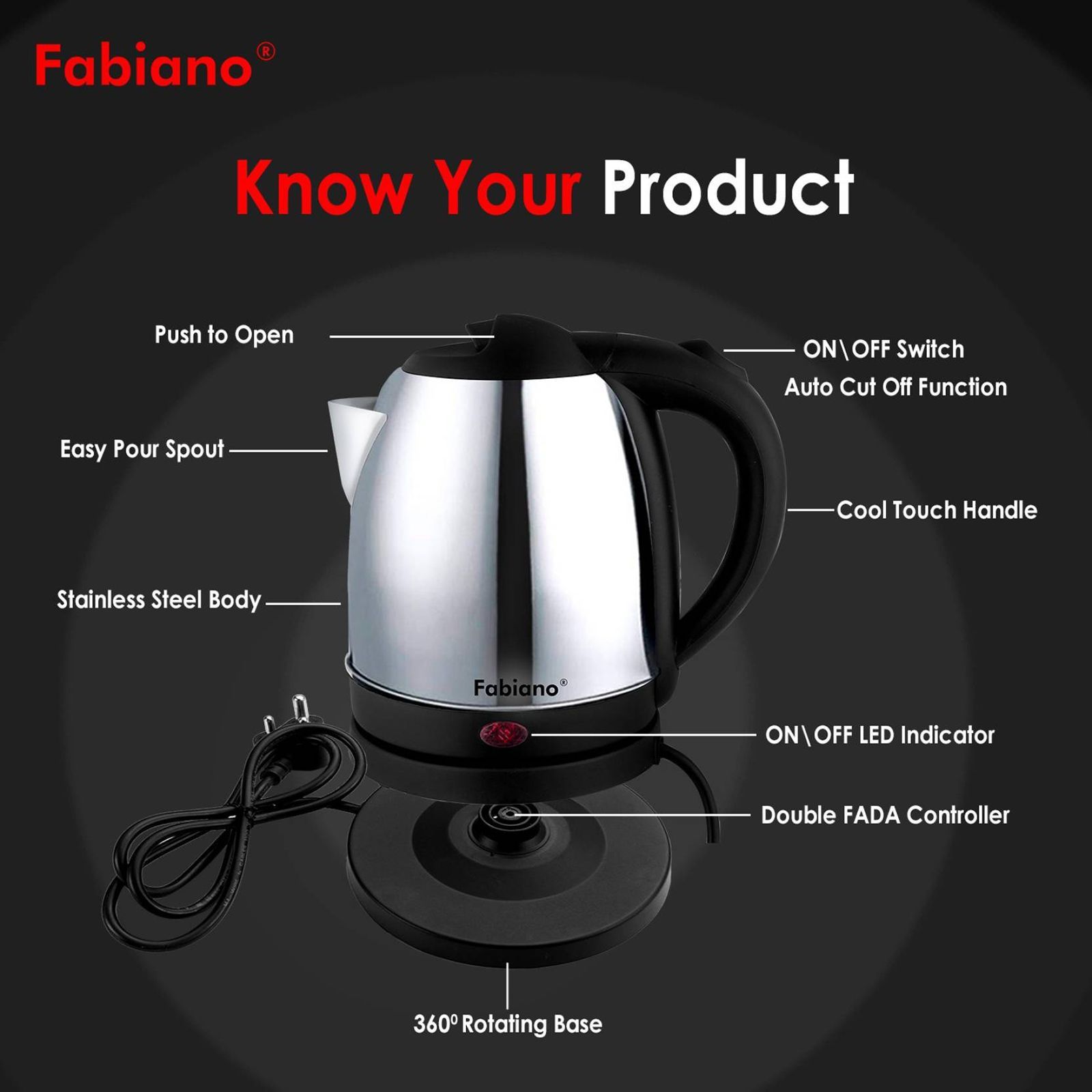 Fabiano E-15 1500 Watt 1.5 Litre Electric Kettle with Cool Touch Handle (Silver) Fabiano E-15 1500 Watt 1.5 Litre Electric Kettle with Cool Touch Handle (Silver)_9
