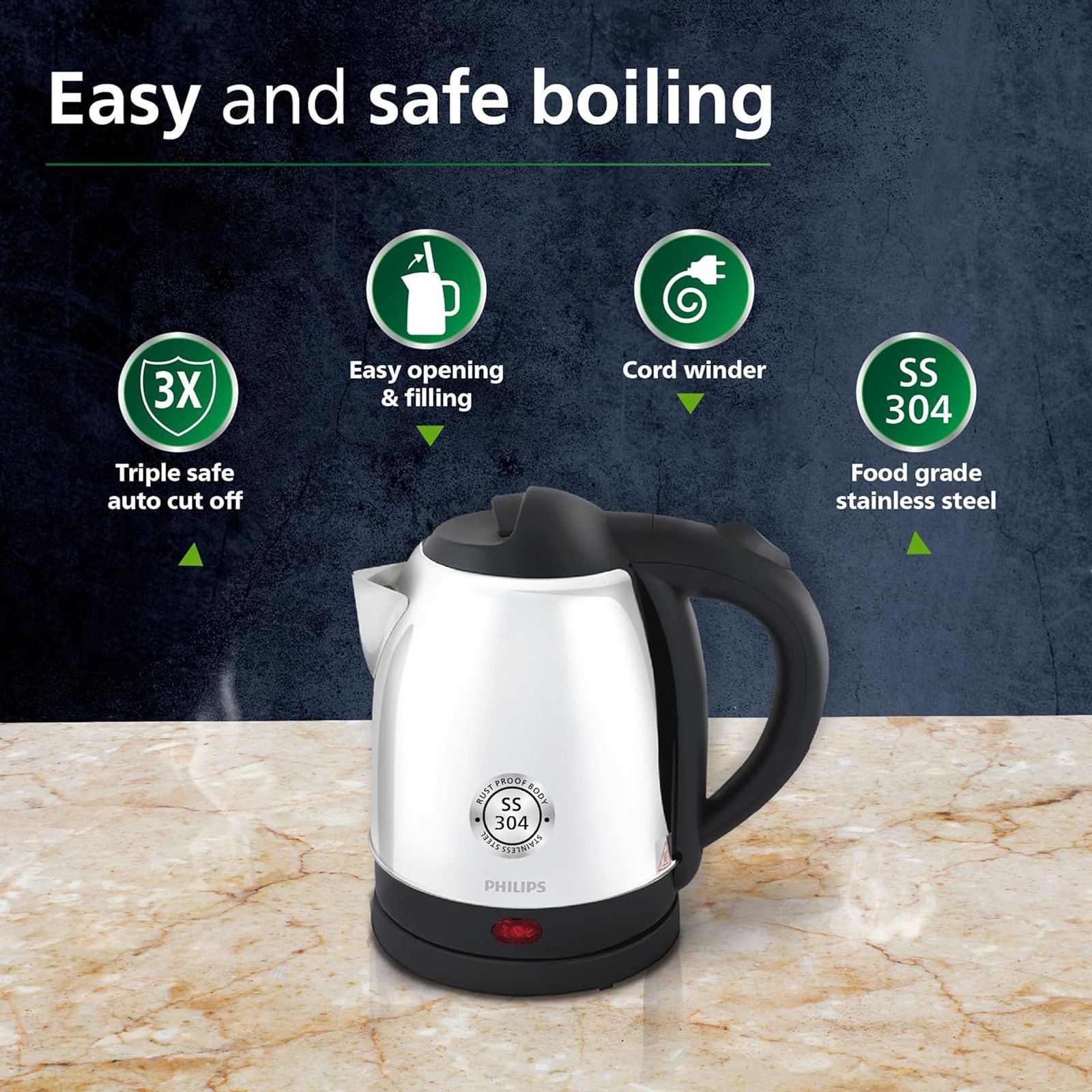 PHILIPS HD9373/00 1500 Watt 1.5 Litre Electric Kettle with Concealed Heating Element (Black)_8