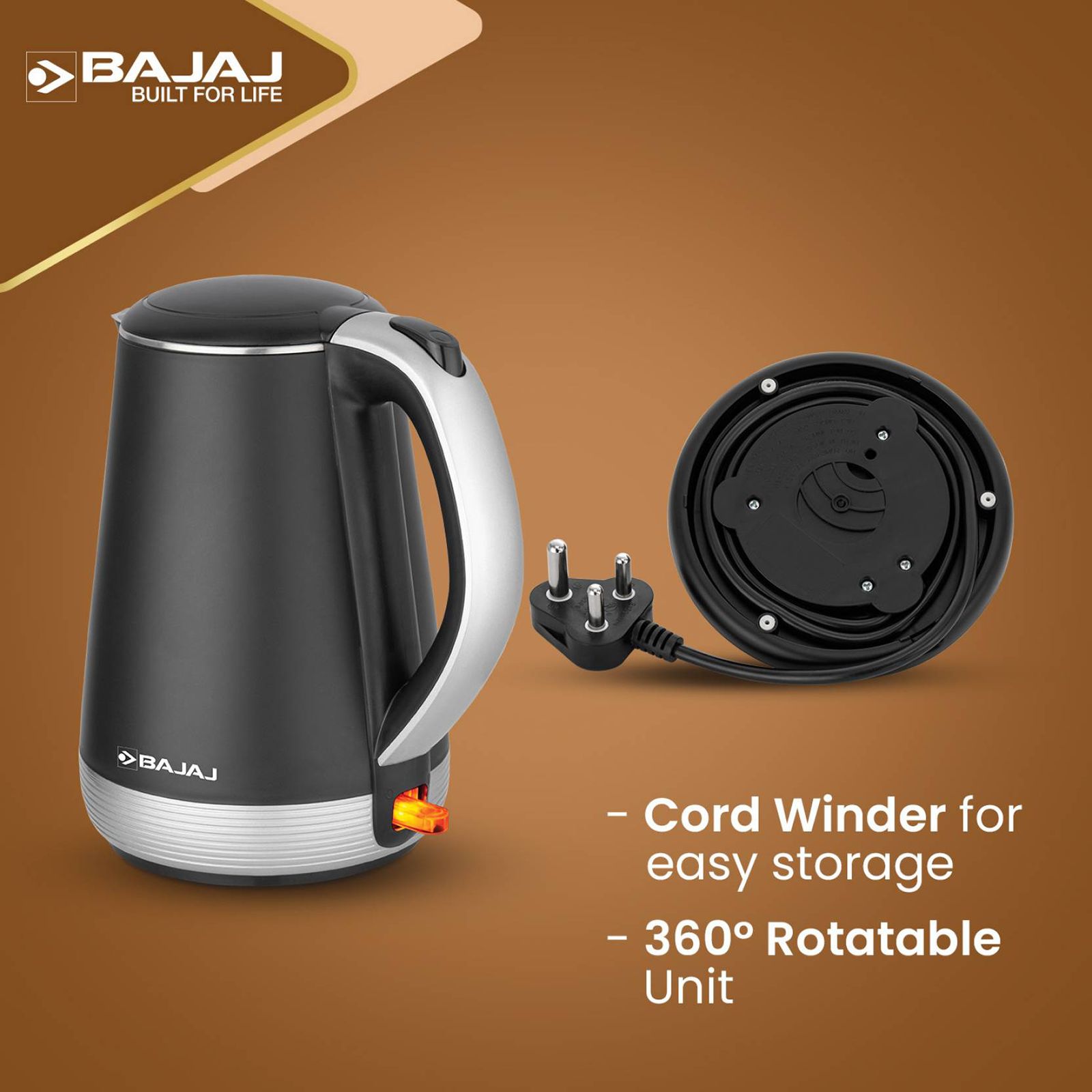 BAJAJ KTP 1300 Watt 1.7 Litre Electric Kettle with Cool Touch Body (Black & Gold) BAJAJ KTP 1300 Watt 1.7 Litre Electric Kettle with Cool Touch Body (Black & Gold)_9