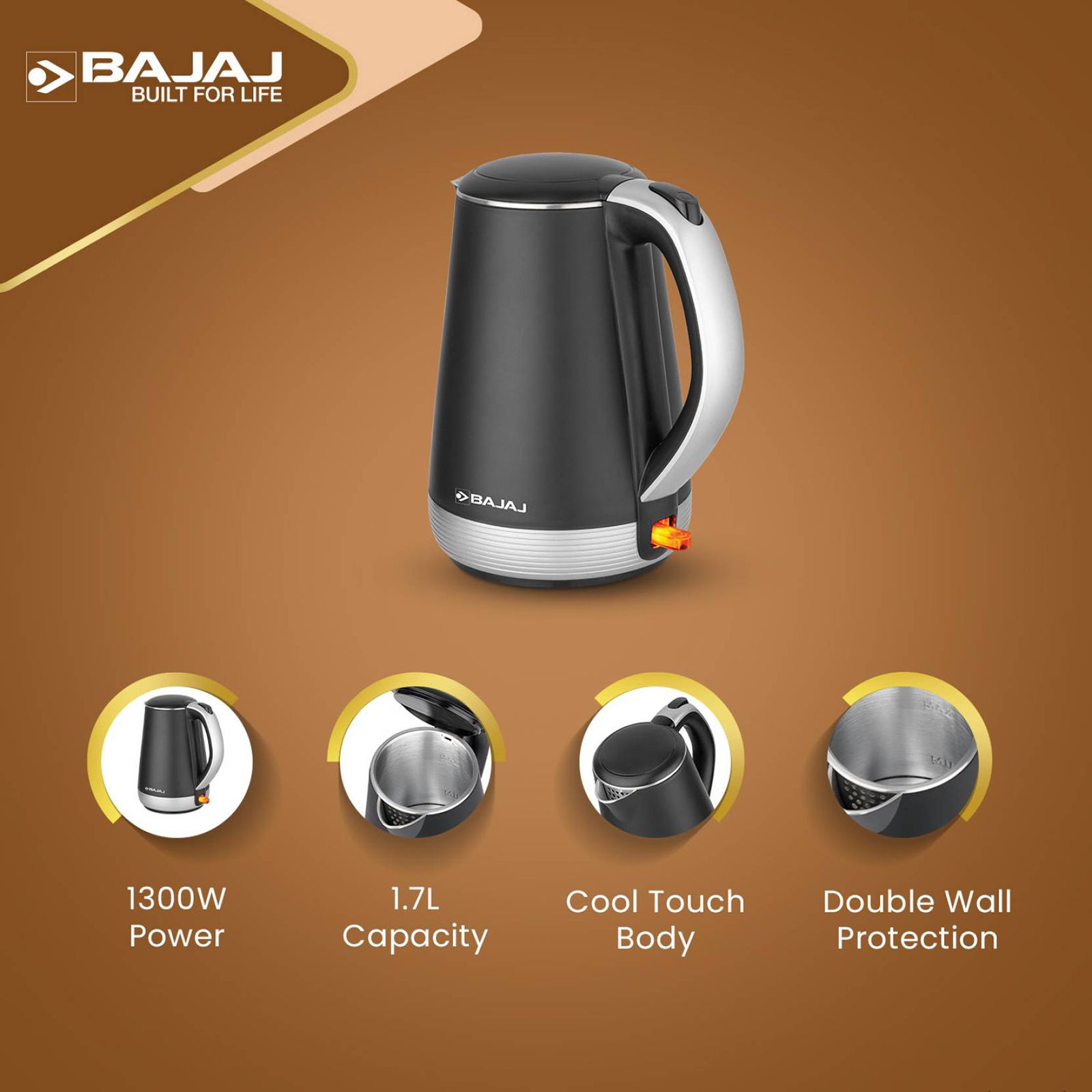 BAJAJ KTP 1300 Watt 1.7 Litre Electric Kettle with Cool Touch Body (Black & Gold) BAJAJ KTP 1300 Watt 1.7 Litre Electric Kettle with Cool Touch Body (Black & Gold)_10
