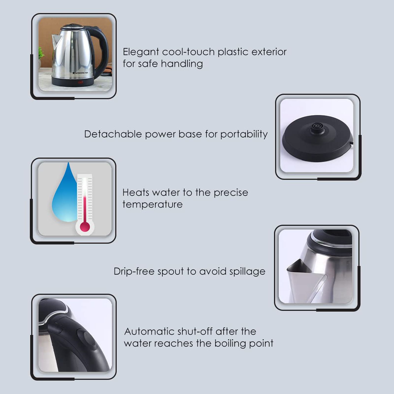 WONDERCHEF Crescent 1800 Watt 1.8 Litre Electric Kettle with Safety Locking Lid (Silver)_12