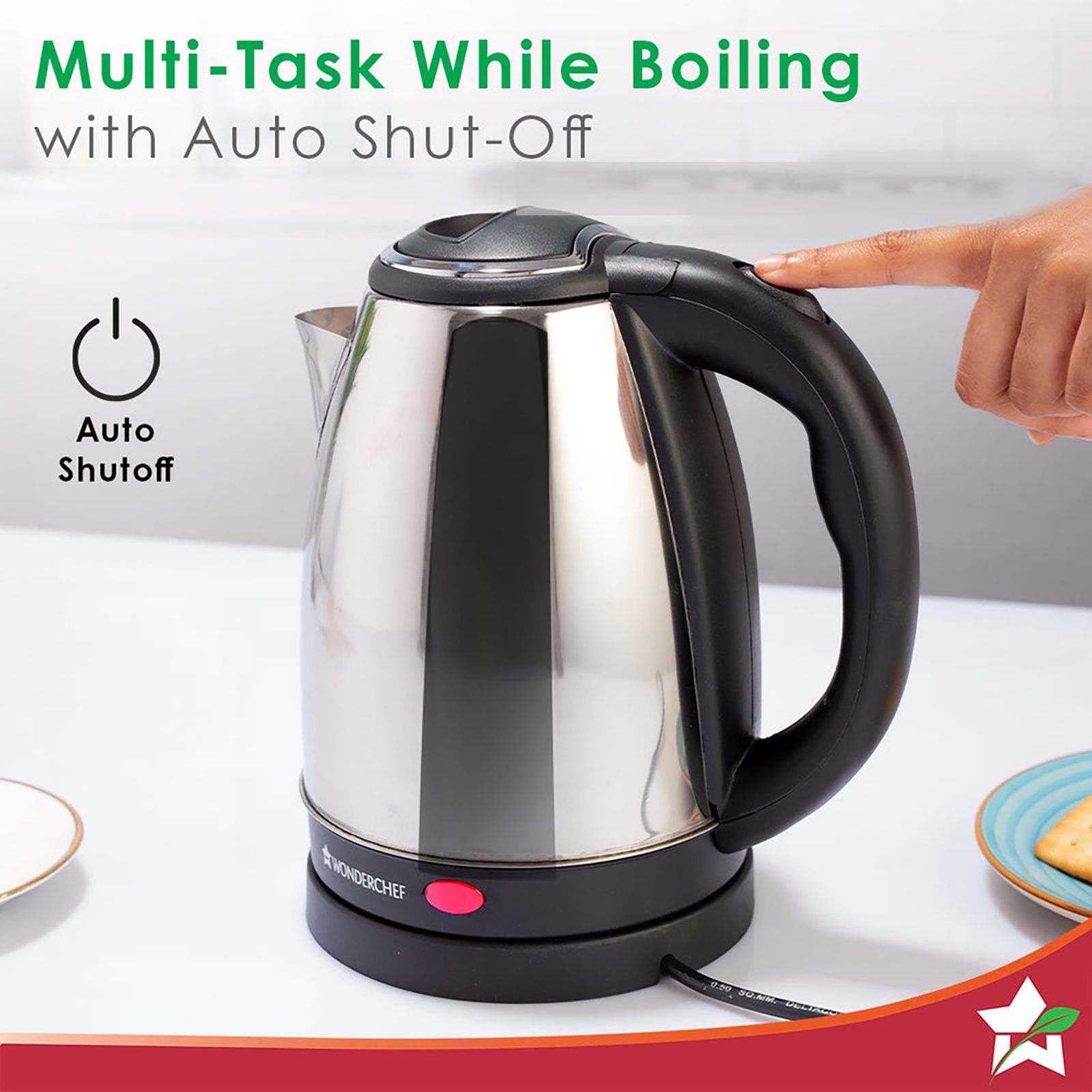 WONDERCHEF Crescent 1800 Watt 1.8 Litre Electric Kettle with Safety Locking Lid (Silver)_18