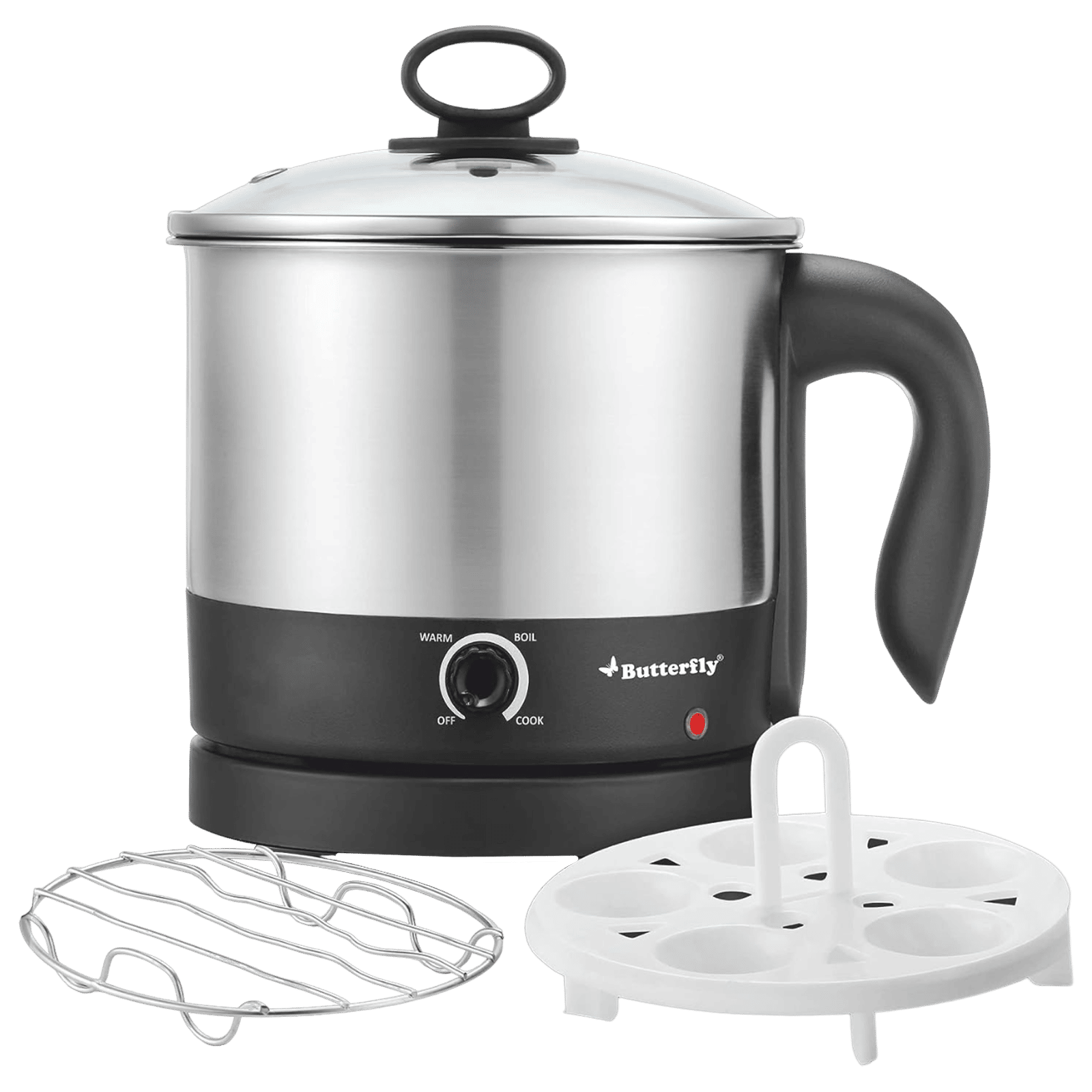 Butterfly TRIWAK0048 600 Watt 1.2 Litre Multi Cook Electric Kettle with Rapid Boil Technology (Silver)_1