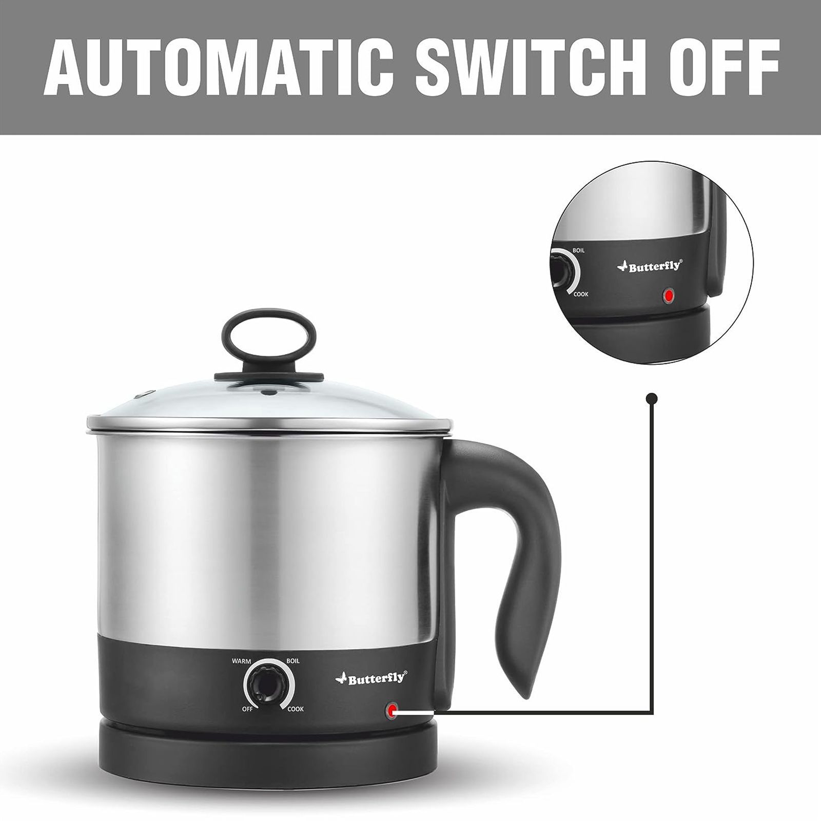 Butterfly TRIWAK0048 600 Watt 1.2 Litre Multi Cook Electric Kettle with Rapid Boil Technology (Silver)_4