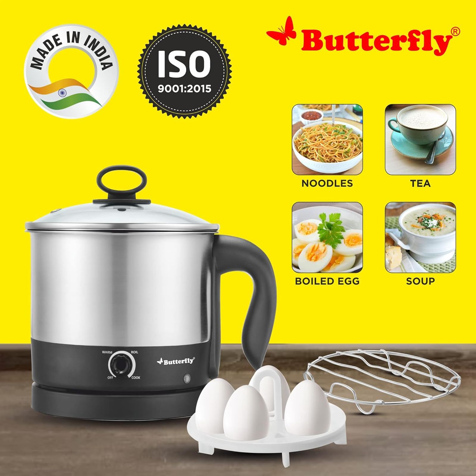 Butterfly TRIWAK0048 600 Watt 1.2 Litre Multi Cook Electric Kettle with Rapid Boil Technology (Silver)_6