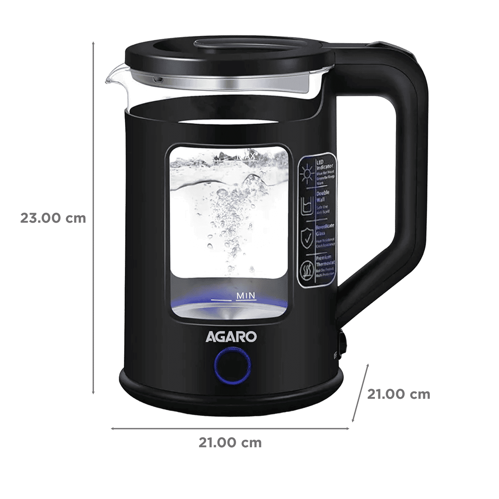 AGARO Galaxy 1355 Watt 1.5 Litre Electric Kettle with Keep Warm Function (Black)_2