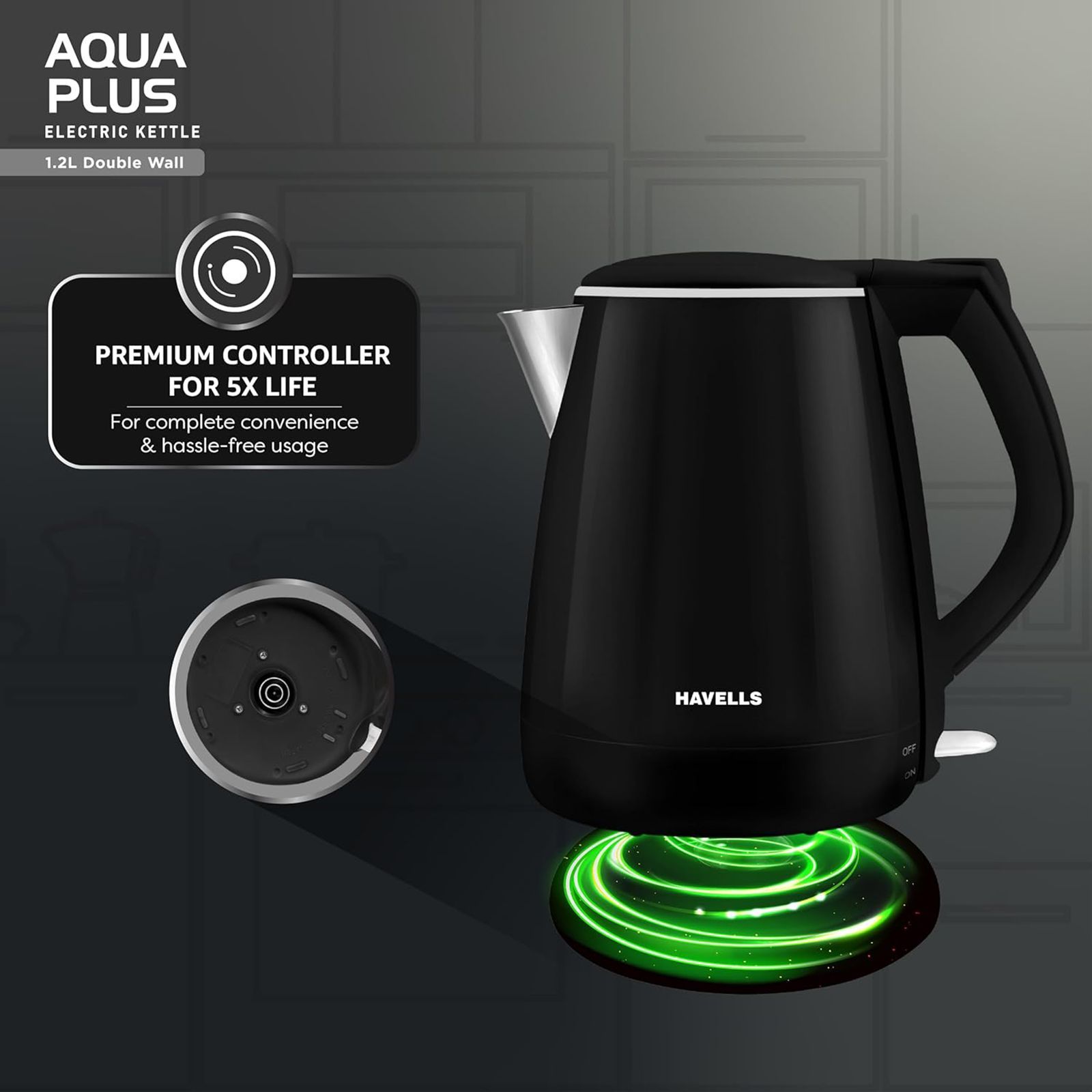HAVELLS Aqua Plus 1250 Watt 1.2 Litre Electric Kettle with Cool Touch Outer Body (Black) HAVELLS Aqua Plus 1250 Watt 1.2 Litre Electric Kettle with Cool Touch Outer Body (Black)_19