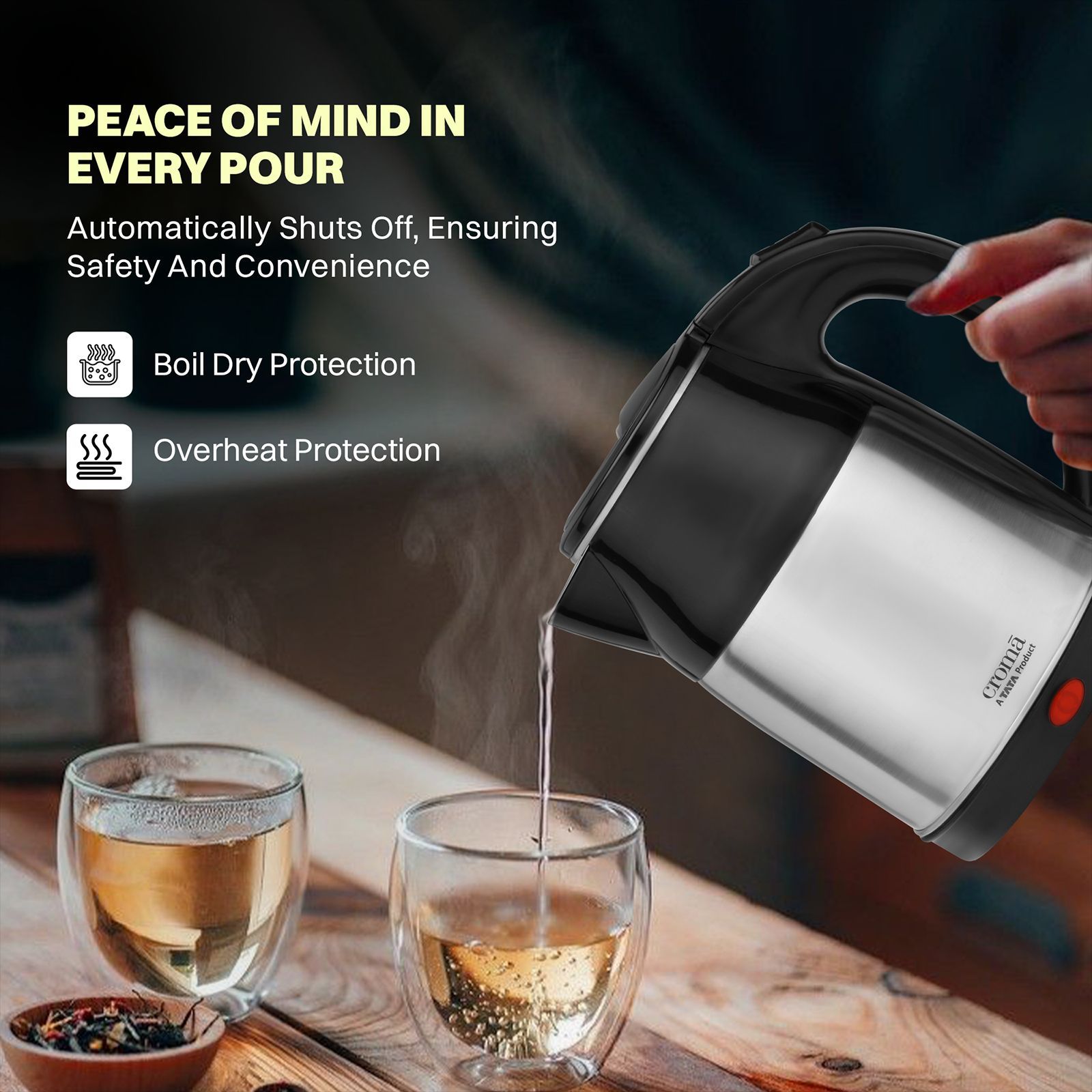 Croma 1500 Watt 1.8 Litre Electric Kettle with Auto Shut-off (Black & Silver)_13