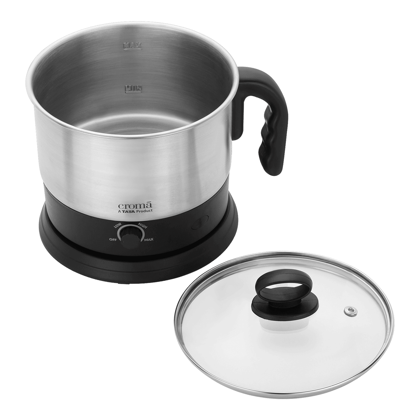 Croma 600 Watt 1.3 Litre Multi Cook Kettle with Auto Shut-off (Black and Silver)_4