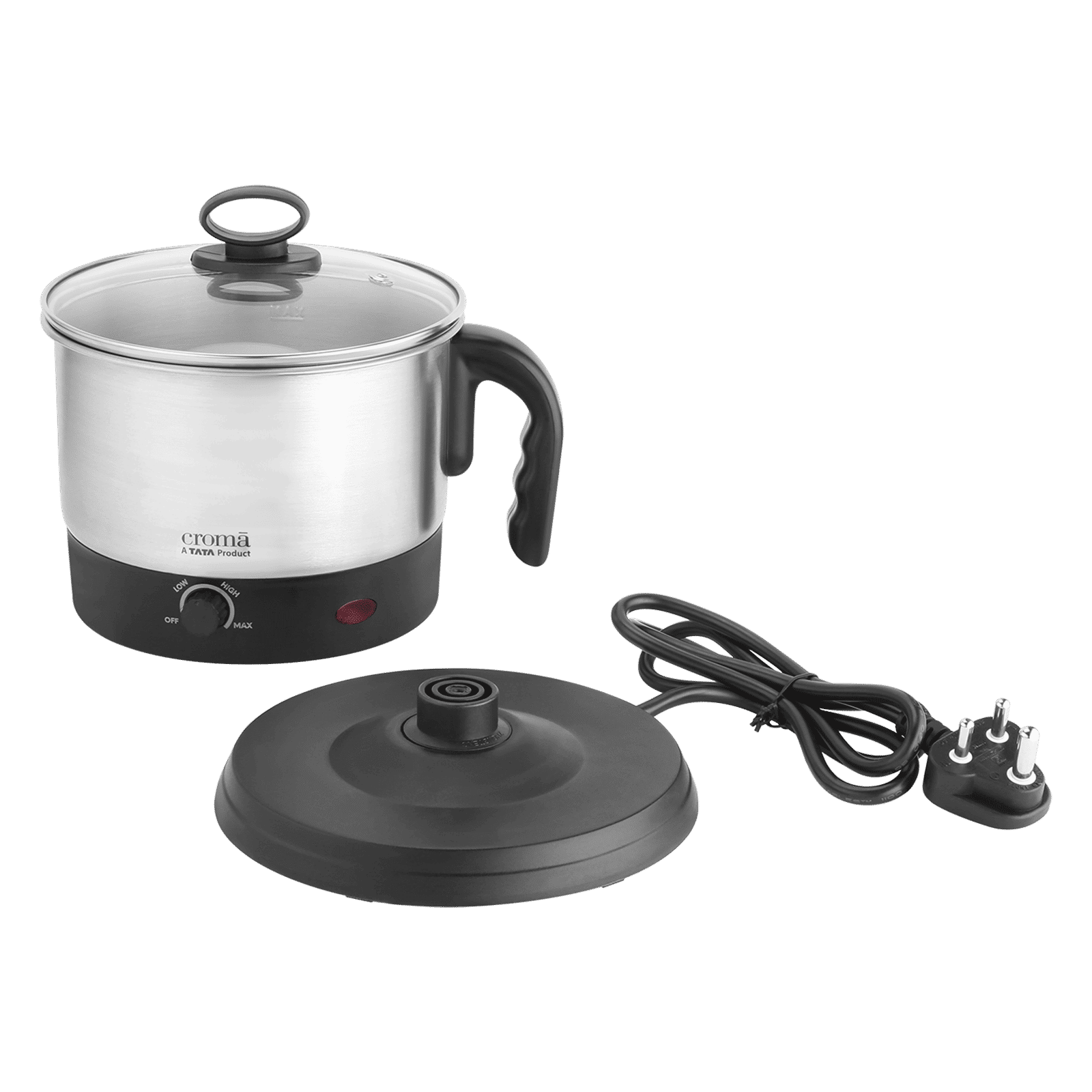 Croma 600 Watt 1.3 Litre Multi Cook Kettle with Auto Shut-off (Black and Silver)_7
