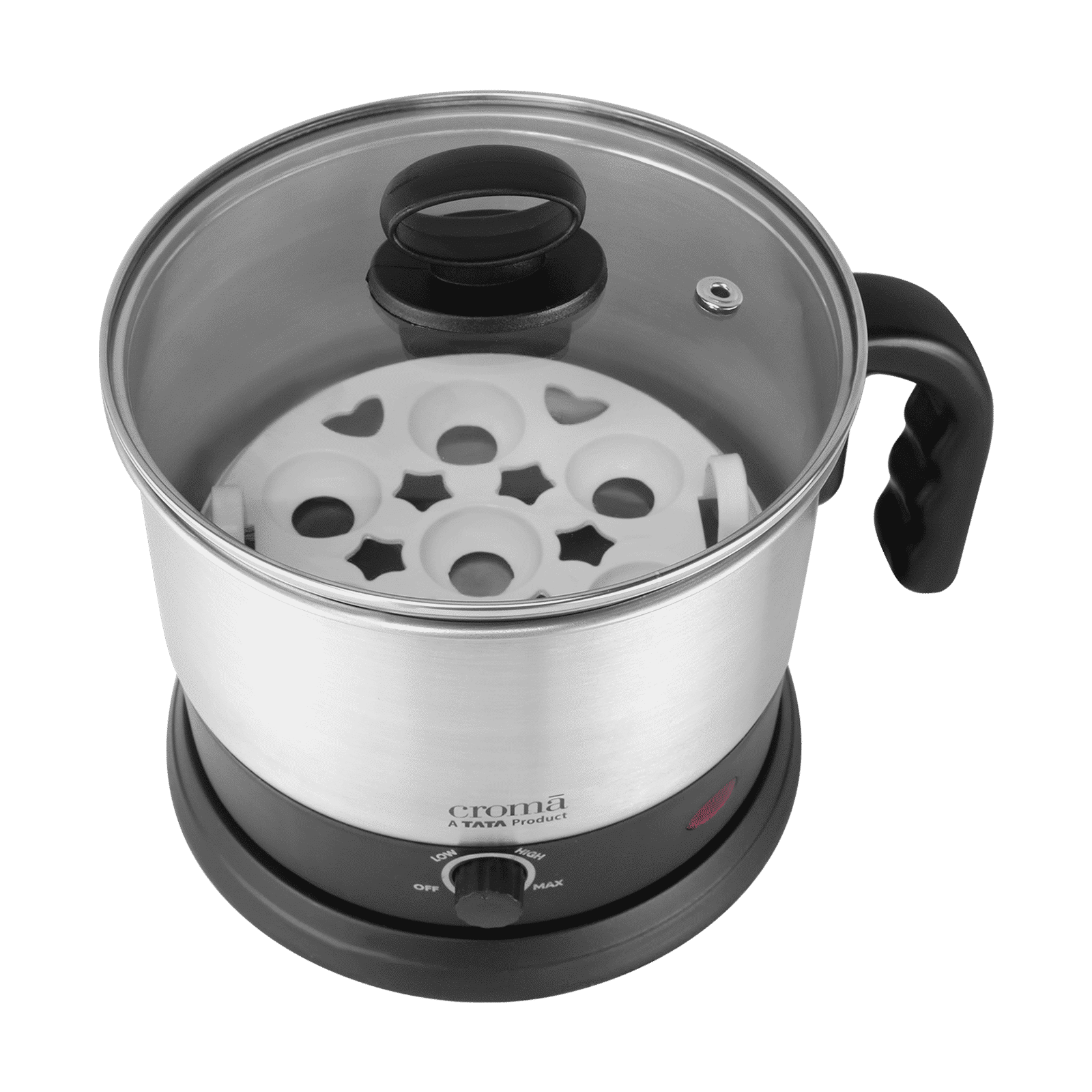Croma 600 Watt 1.3 Litre Multi Cook Kettle with Auto Shut-off (Black and Silver)_8