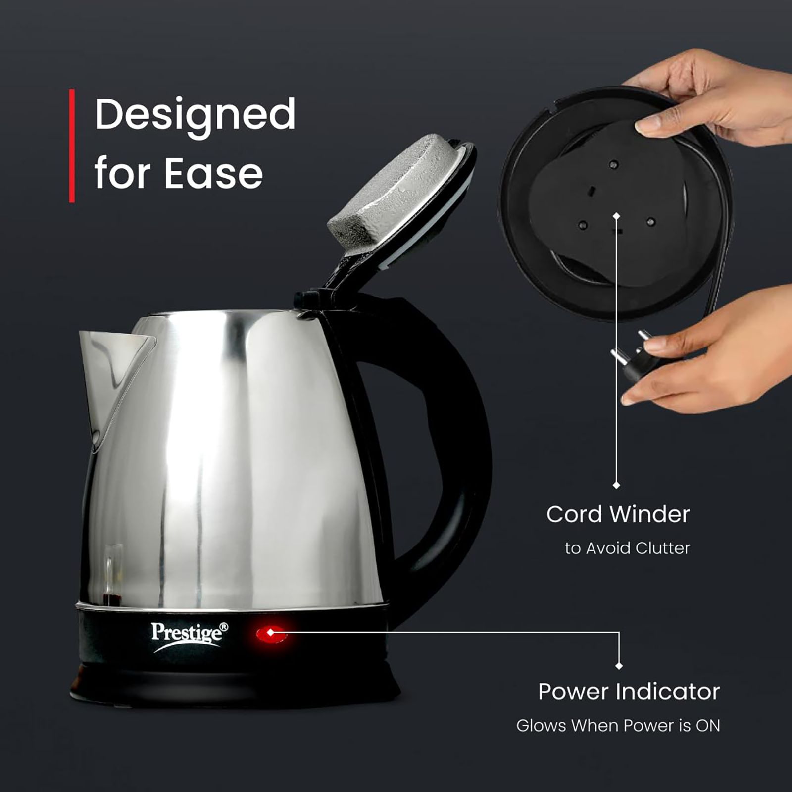 Prestige PKOSS 1500 Watt 1.5 Litre Electric Kettle with 360 Degree Swivel (Silver)_10