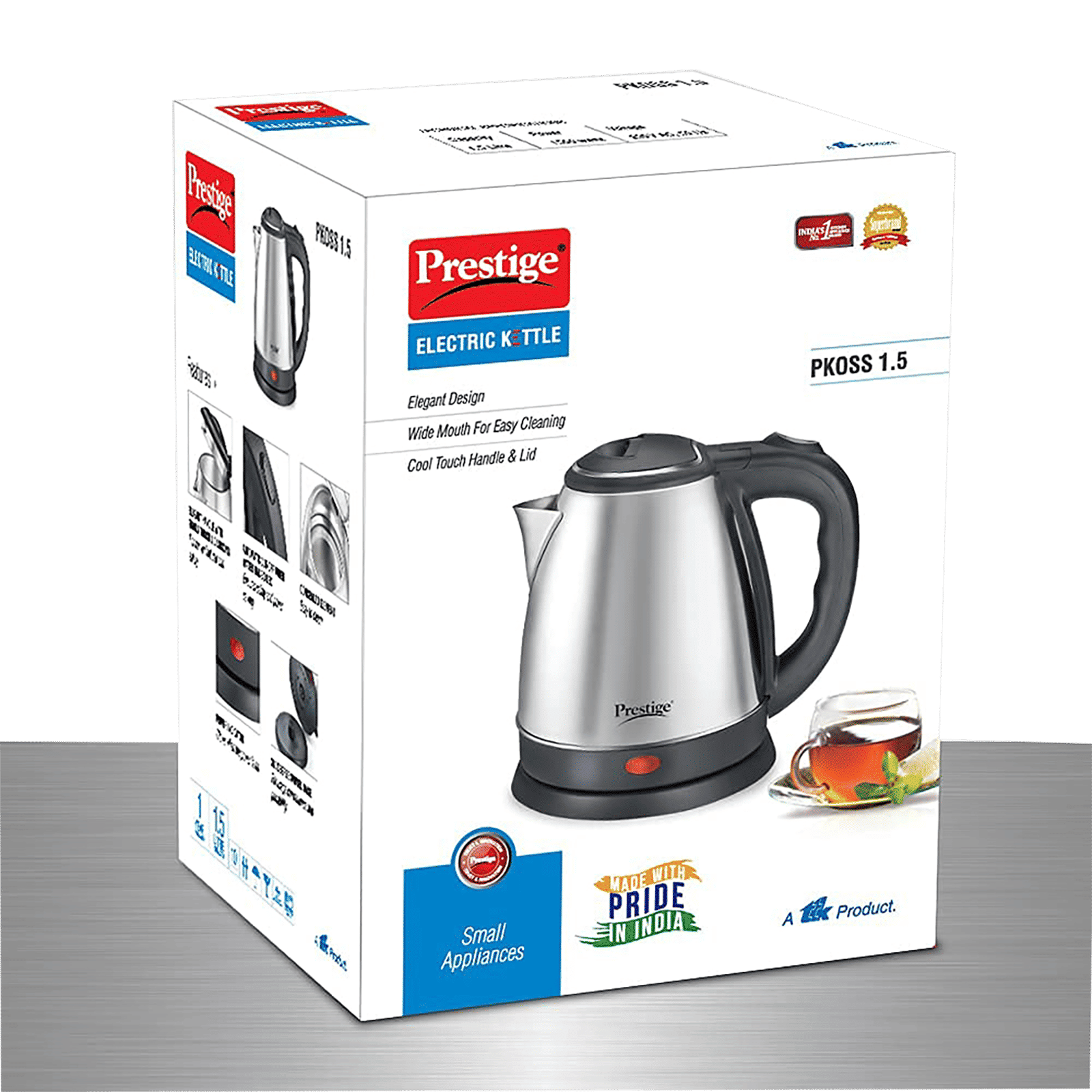 Prestige PKOSS 1500 Watt 1.5 Litre Electric Kettle with 360 Degree Swivel (Silver)_5