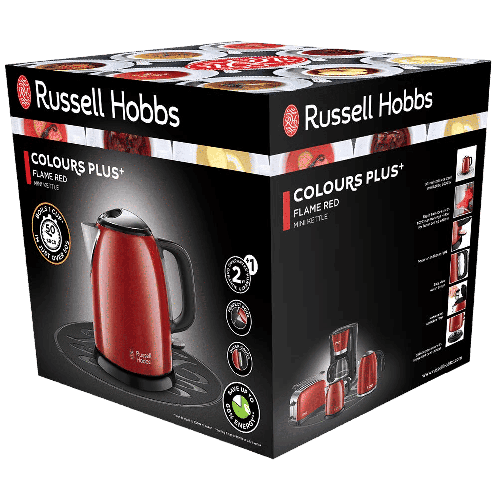 Russell Hobbs Colours Plus 2400 Watt 1 Litre Electric Kettle with Anti Scale Filter (Flame Red)_7